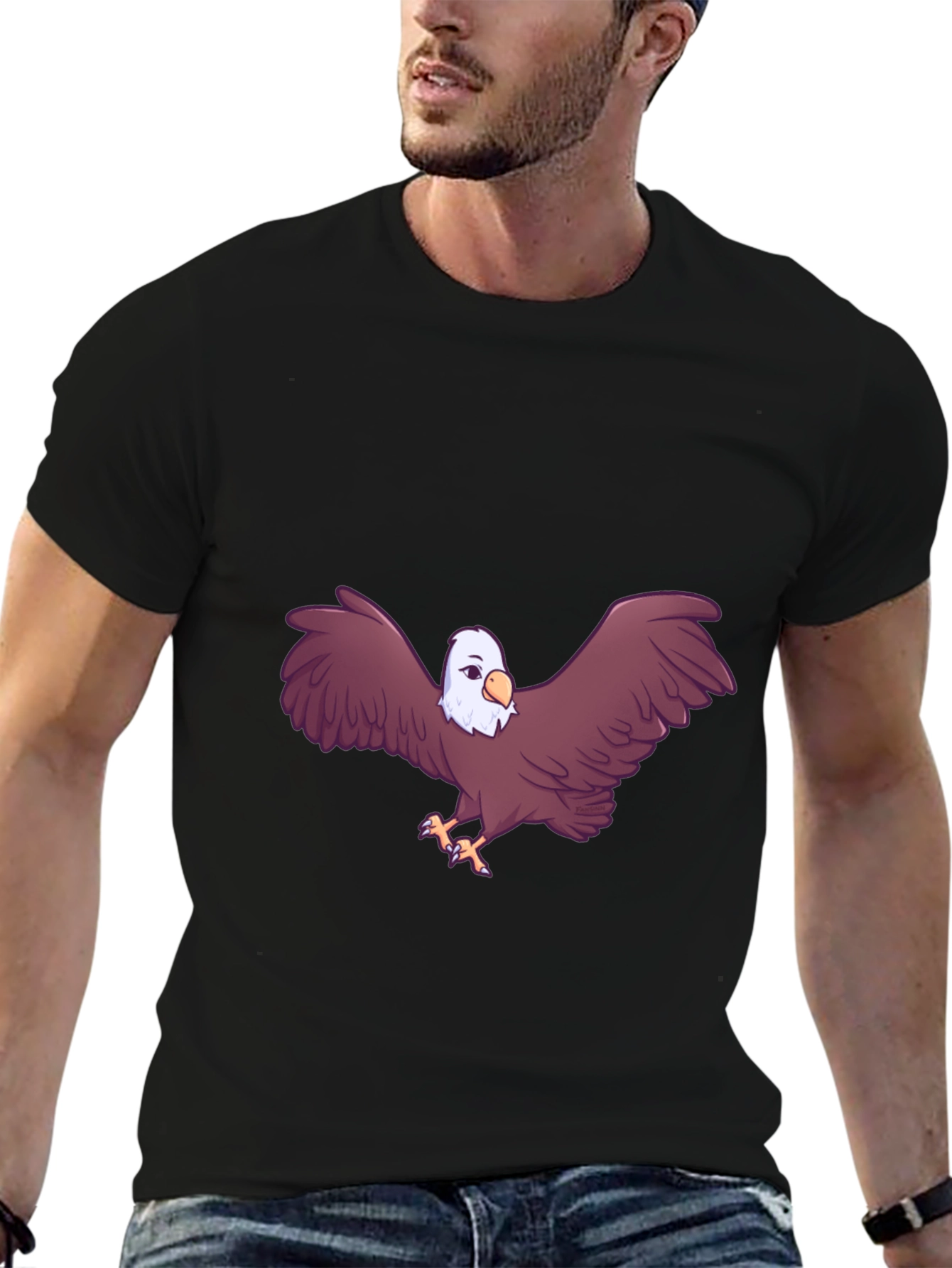 Eagle Graphic Print Black T-Shirt