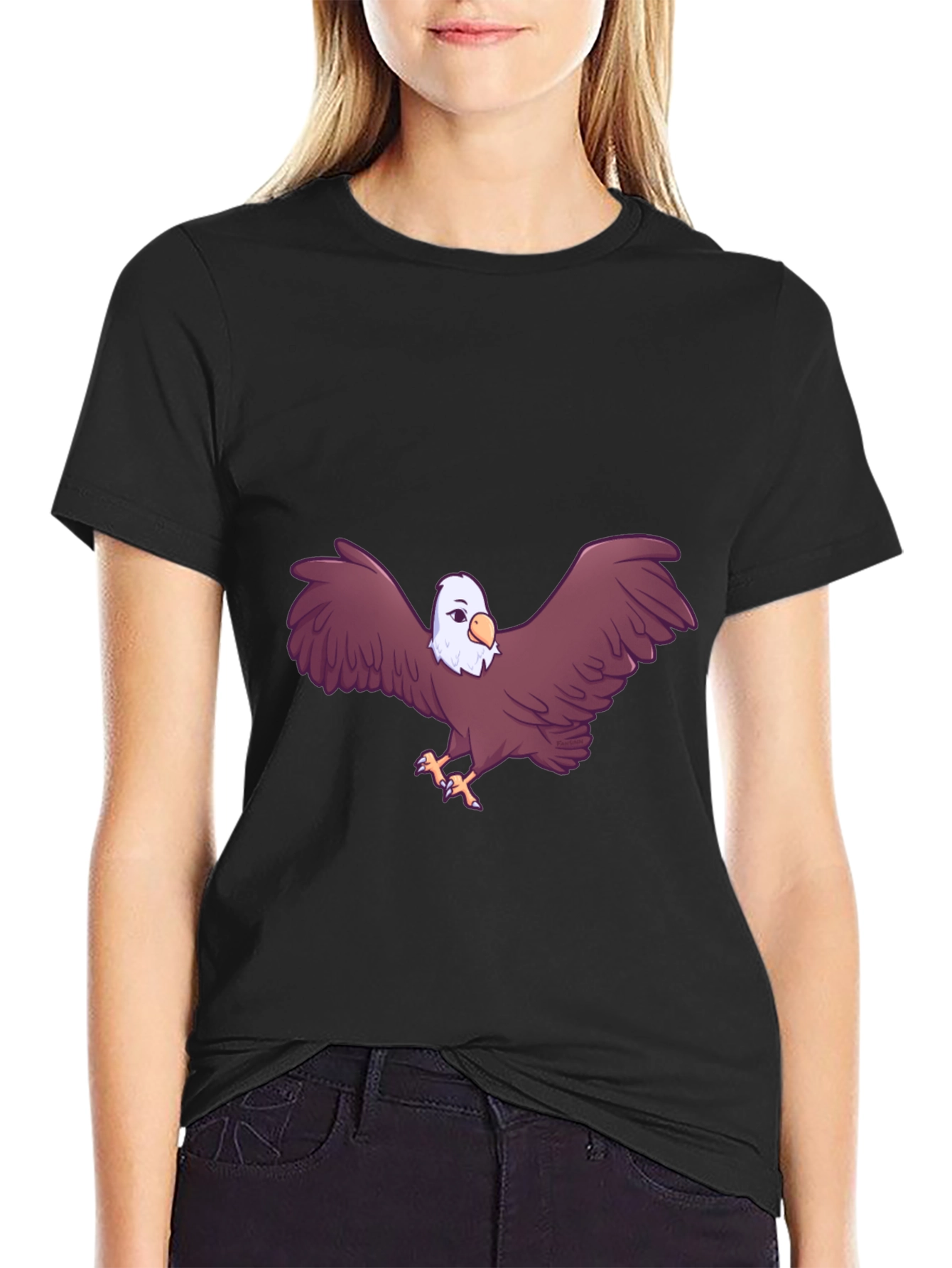 Eagle Graphic Print Black T-Shirt