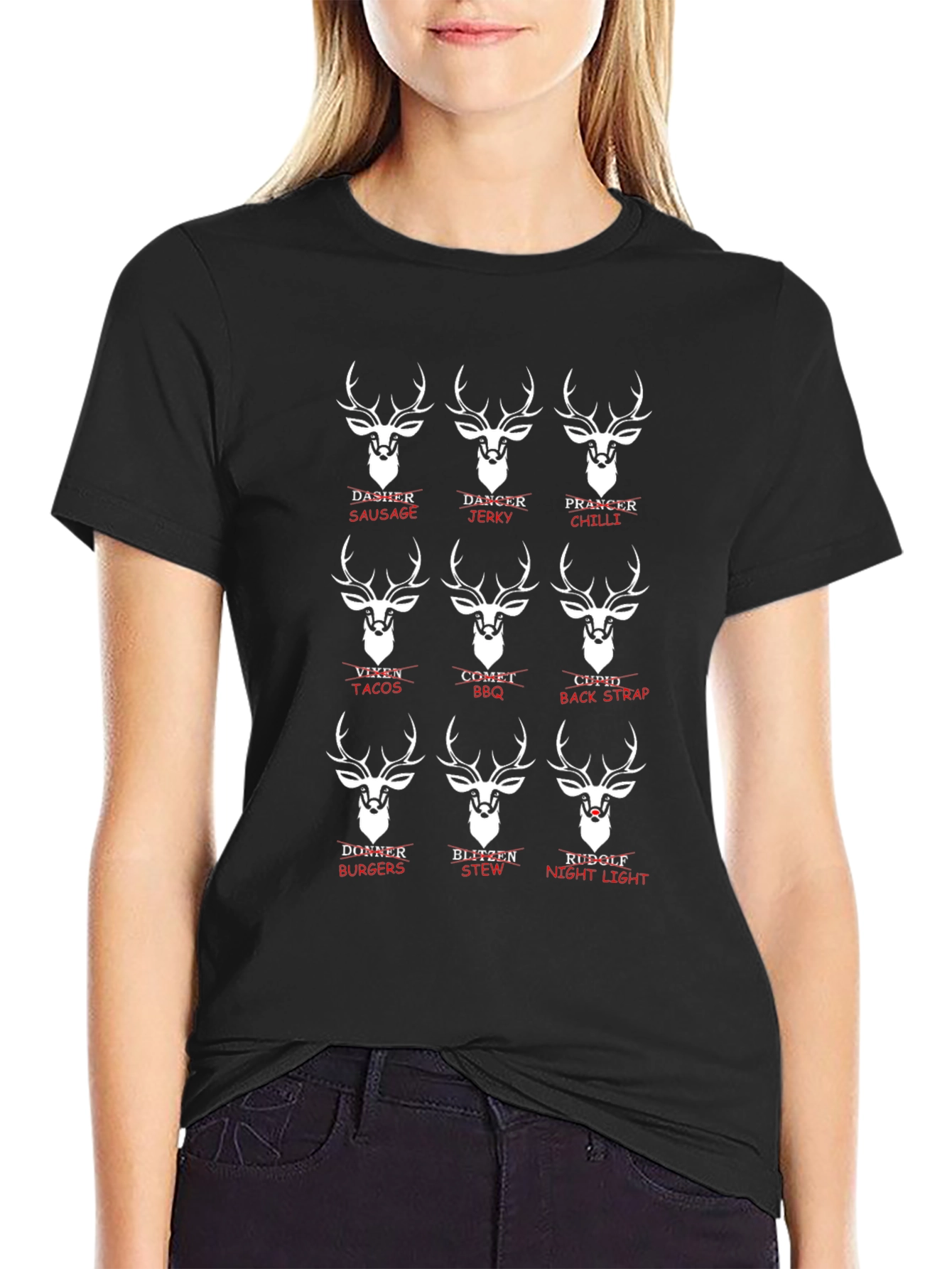 Reindeer Names Food Pun T-Shirt