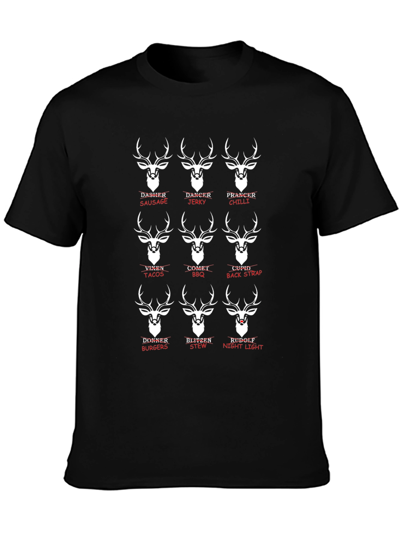 Reindeer Names Food Pun T-Shirt