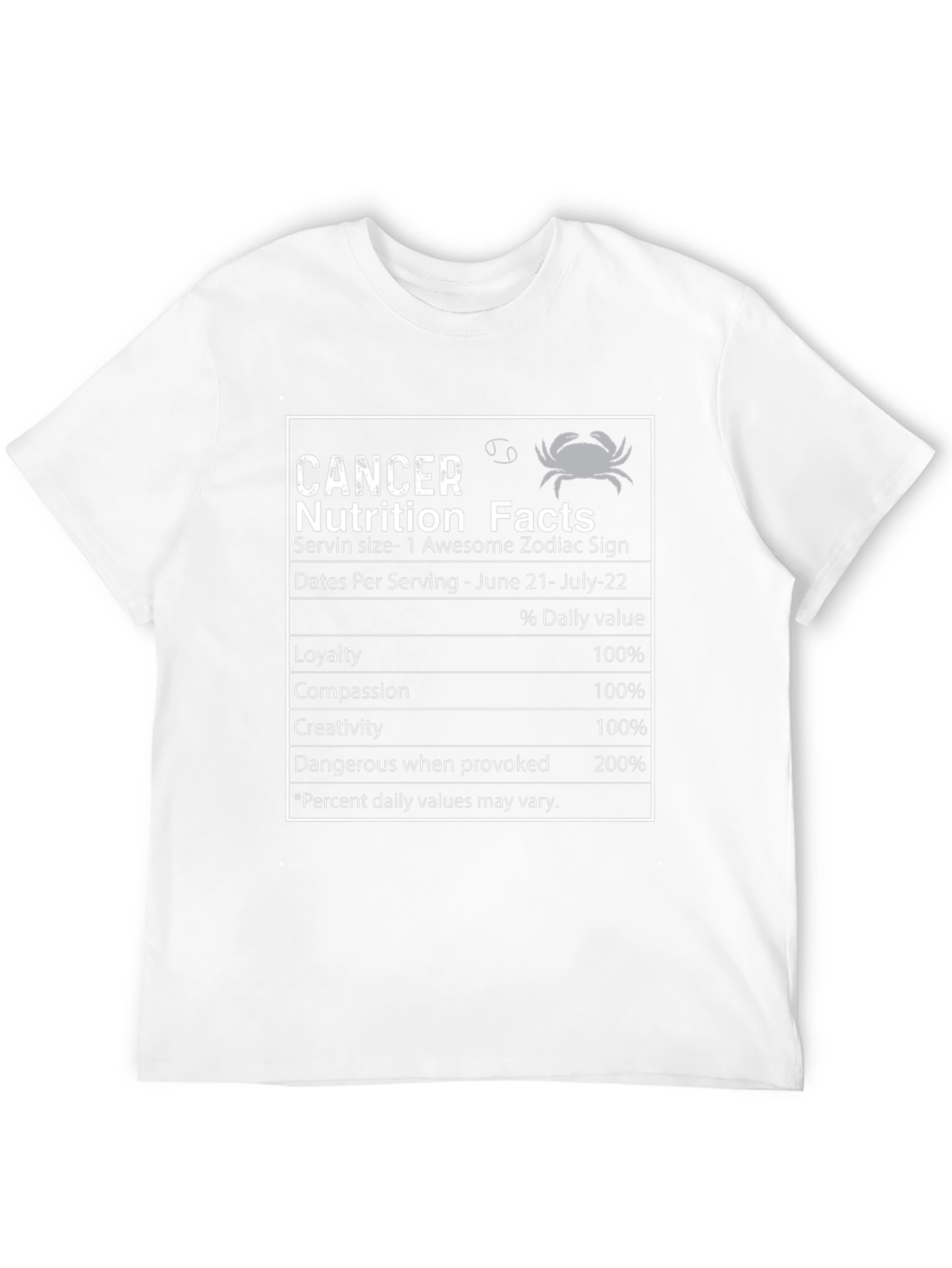 Cancer Zodiac Nutrition Facts T-Shirt