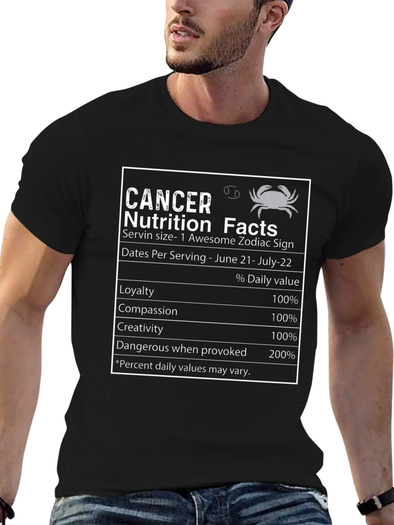 Cancer Zodiac Nutrition Facts T-Shirt