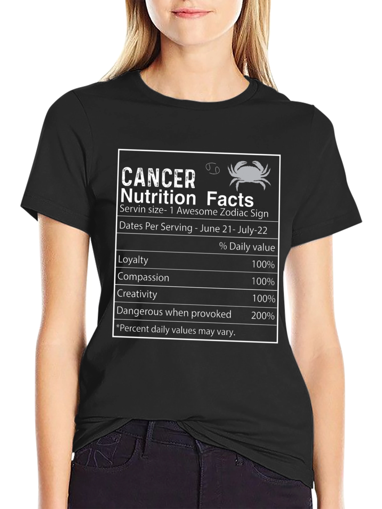 Cancer Zodiac Nutrition Facts T-Shirt