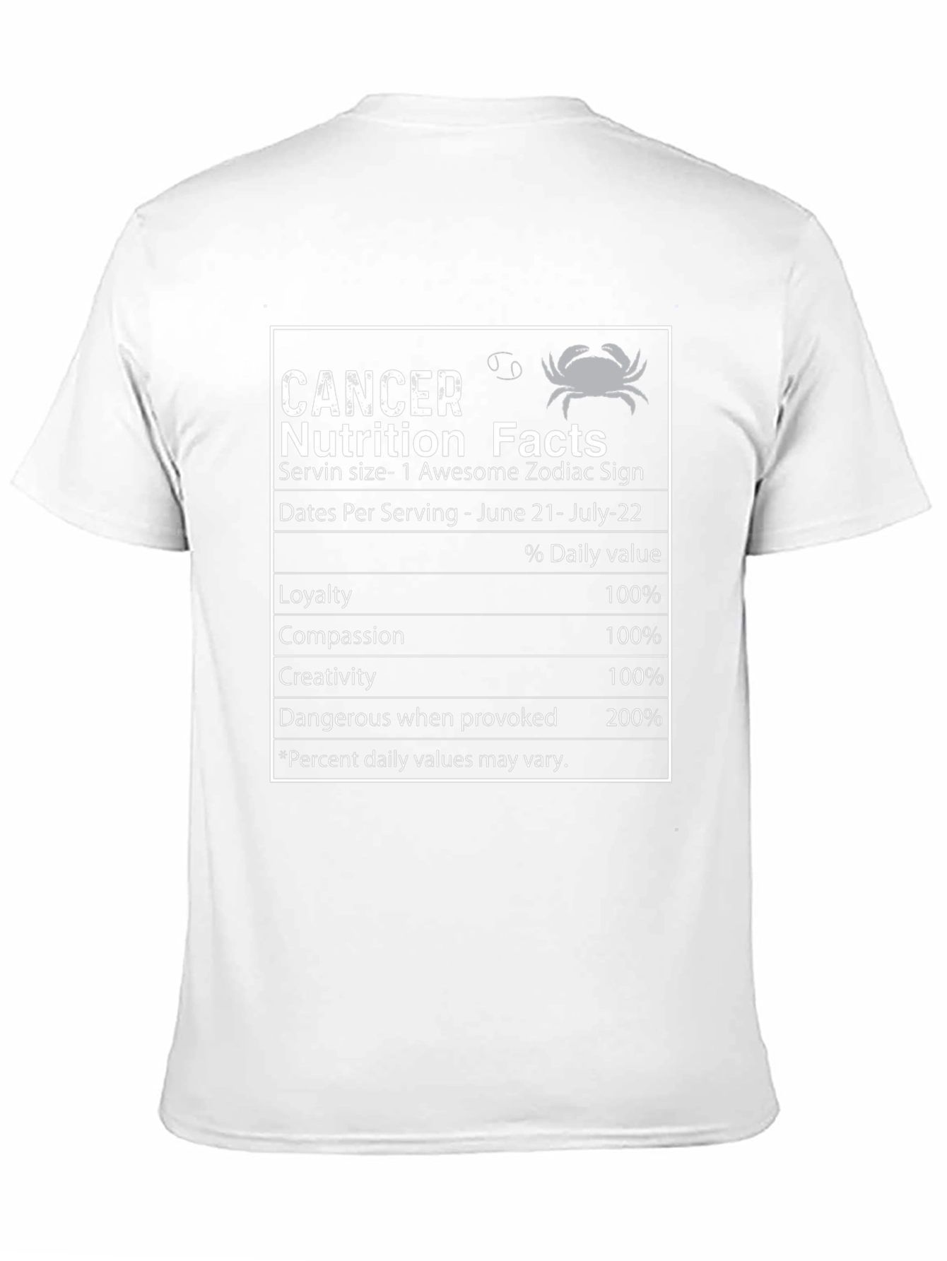 Cancer Zodiac Nutrition Facts T-Shirt