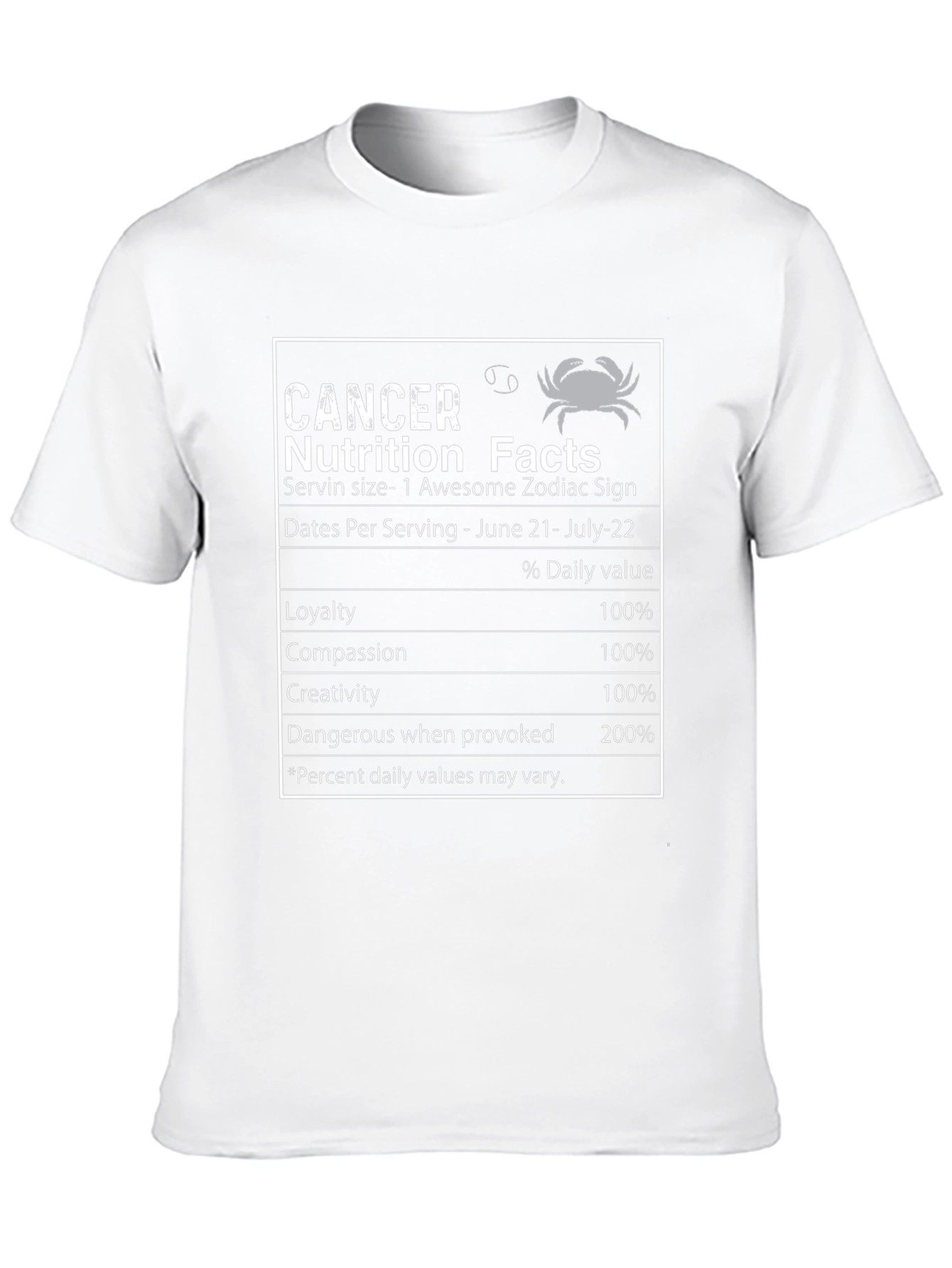 Cancer Zodiac Nutrition Facts T-Shirt