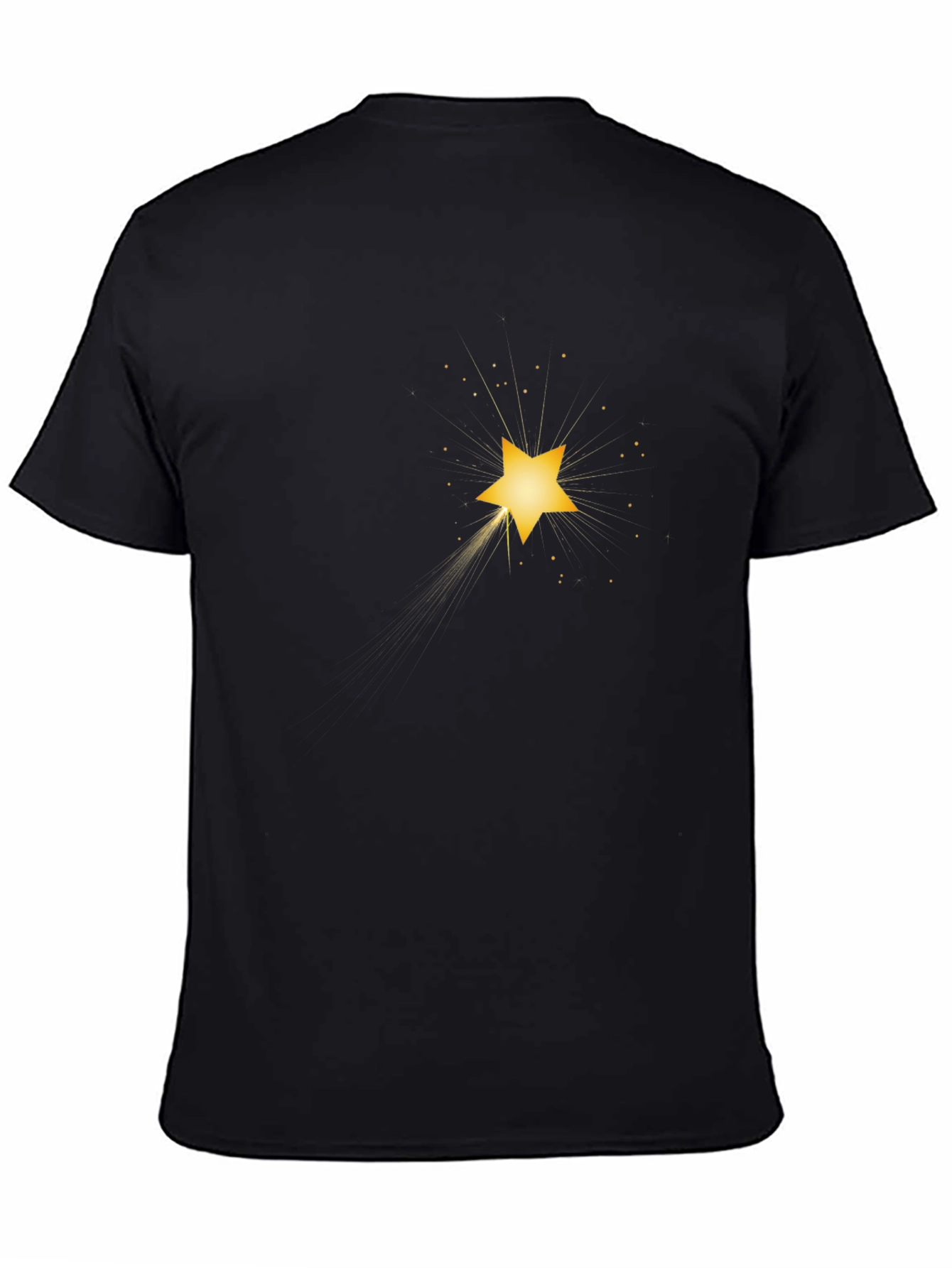 Mens Black T-Shirt with Shining Star Graphic