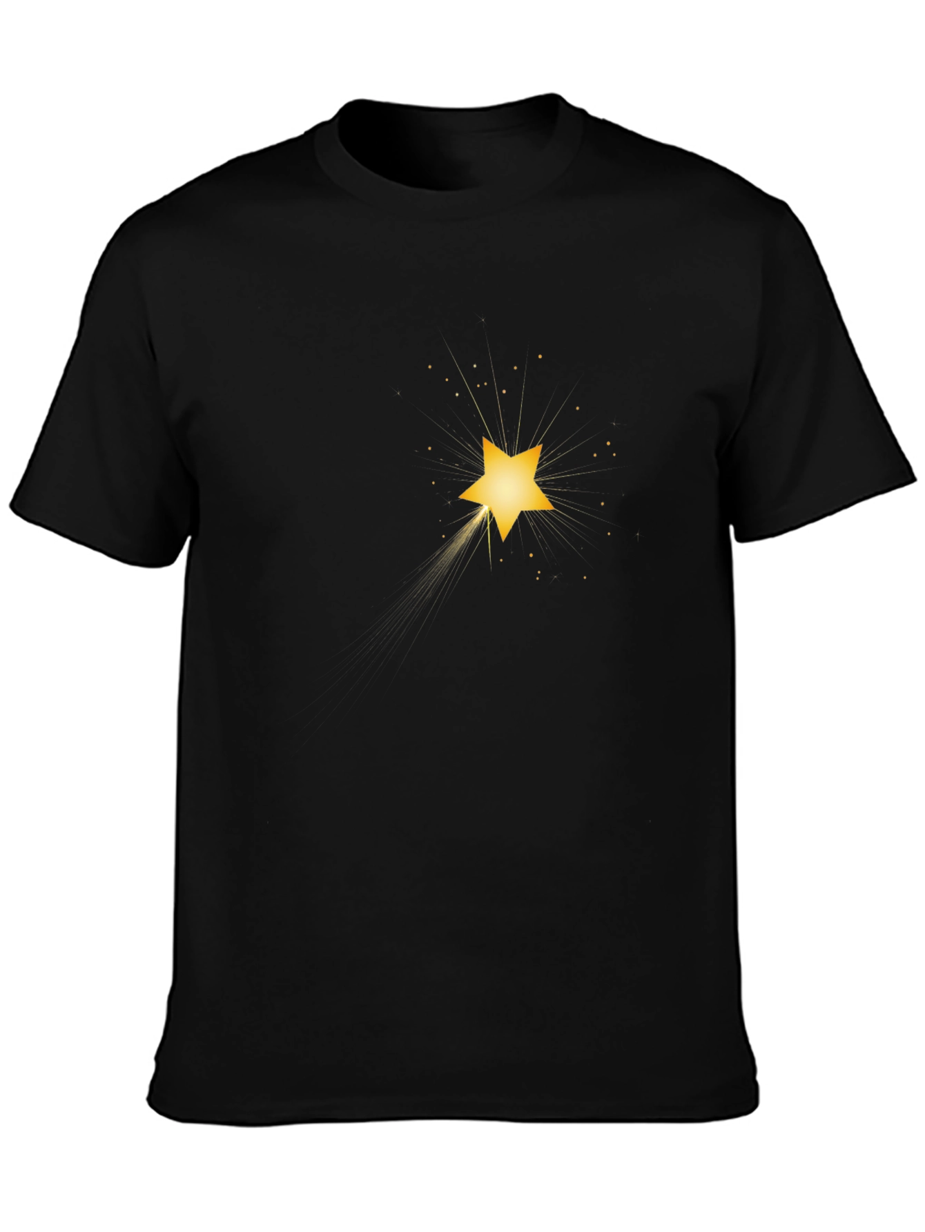 Mens Black T-Shirt with Shining Star Graphic