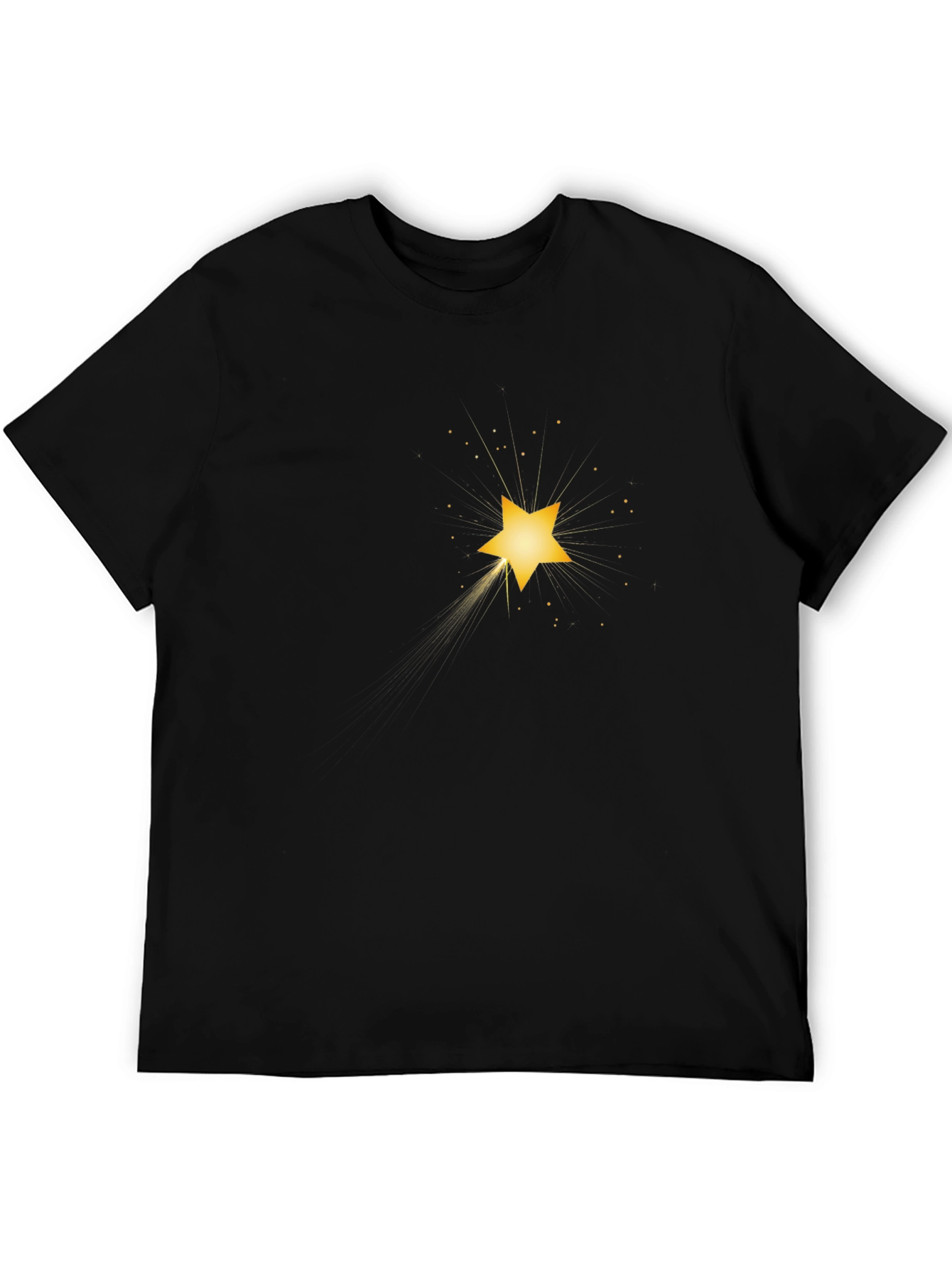 Mens Black T-Shirt with Shining Star Graphic