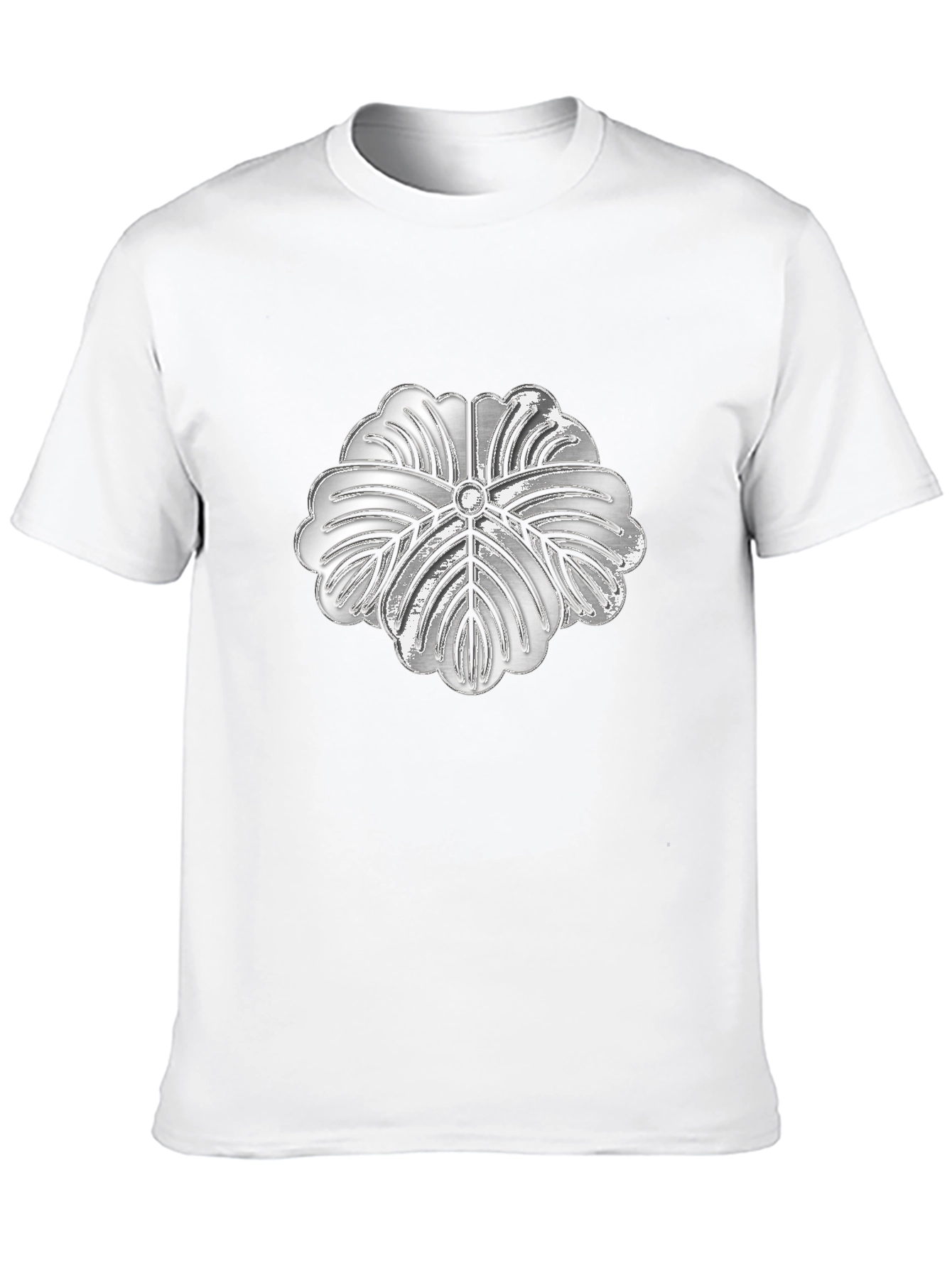 Silver Floral Graphic Print Black T-Shirt