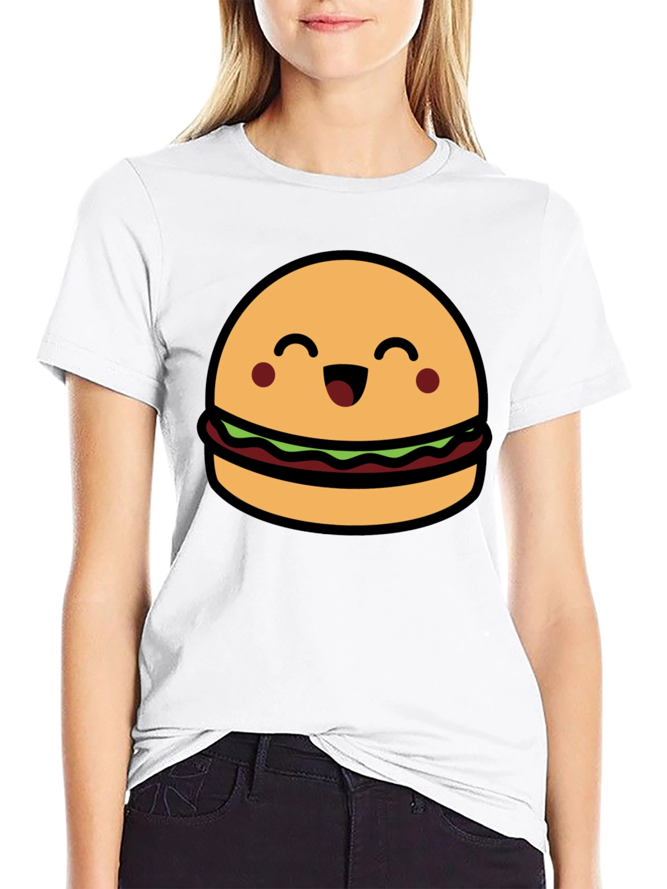Cute Burger Graphic Tee - Black