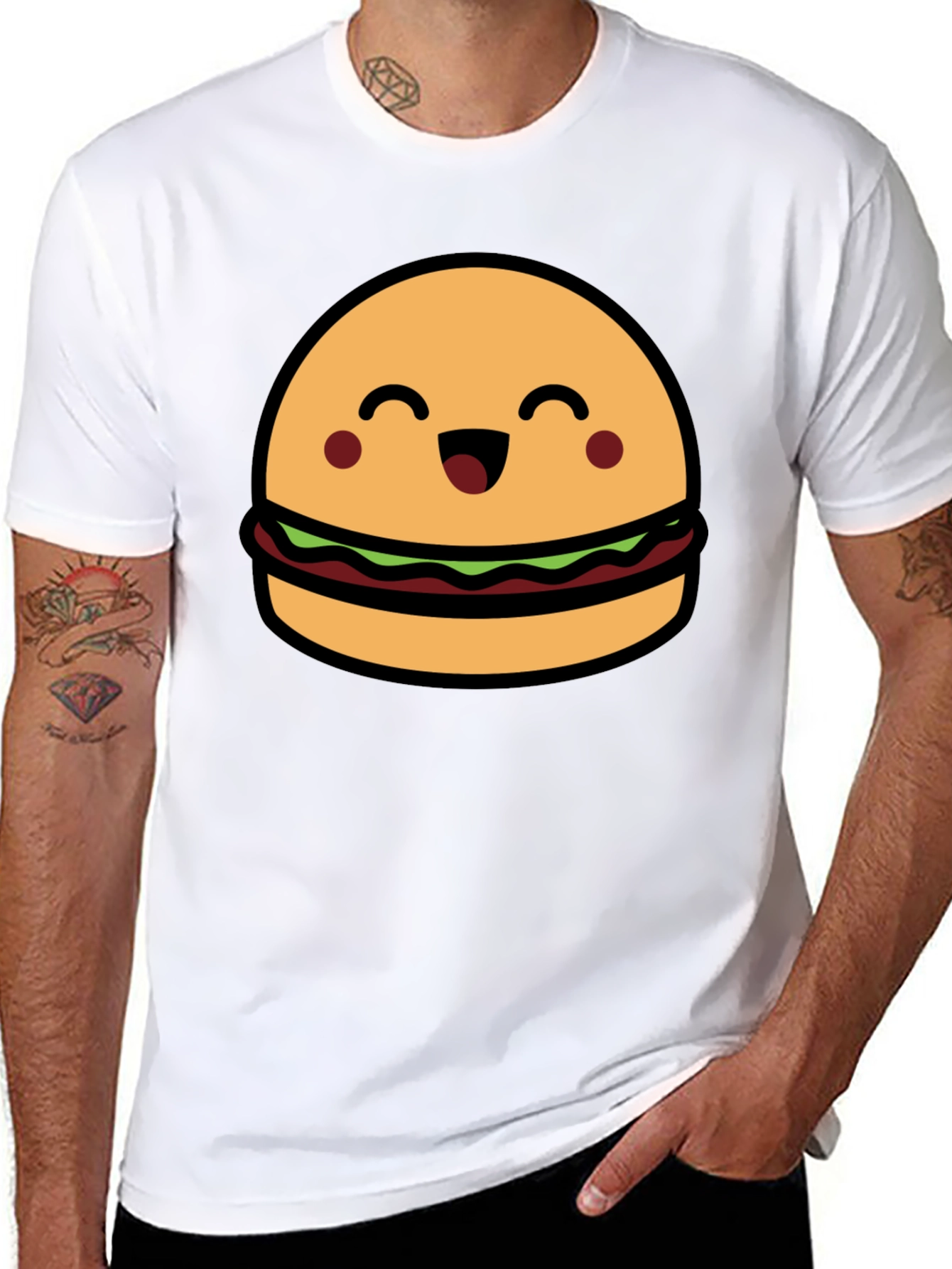 Cute Burger Graphic Tee - Black