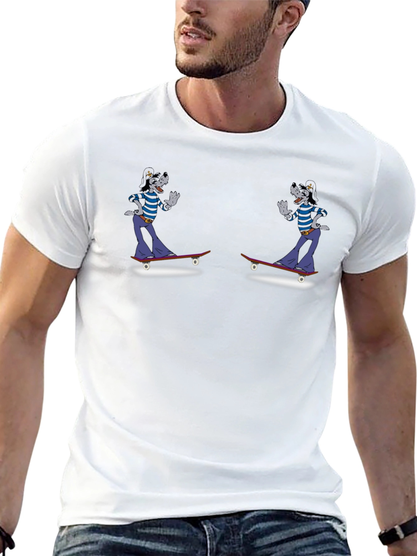 Skateboarding Goofy Tee - Black Cotton Graphic T-Shirt