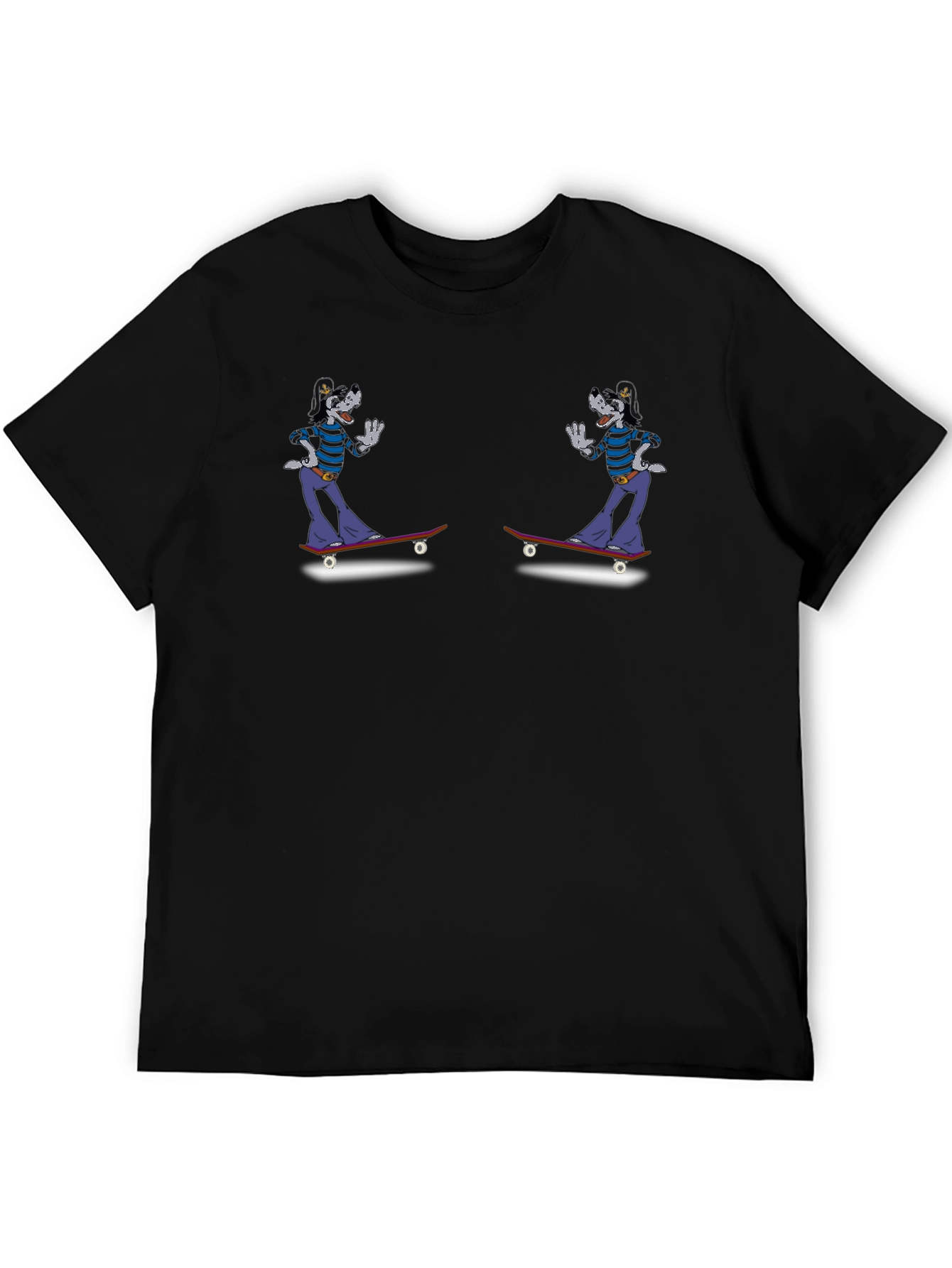 Skateboarding Goofy Tee - Black Cotton Graphic T-Shirt