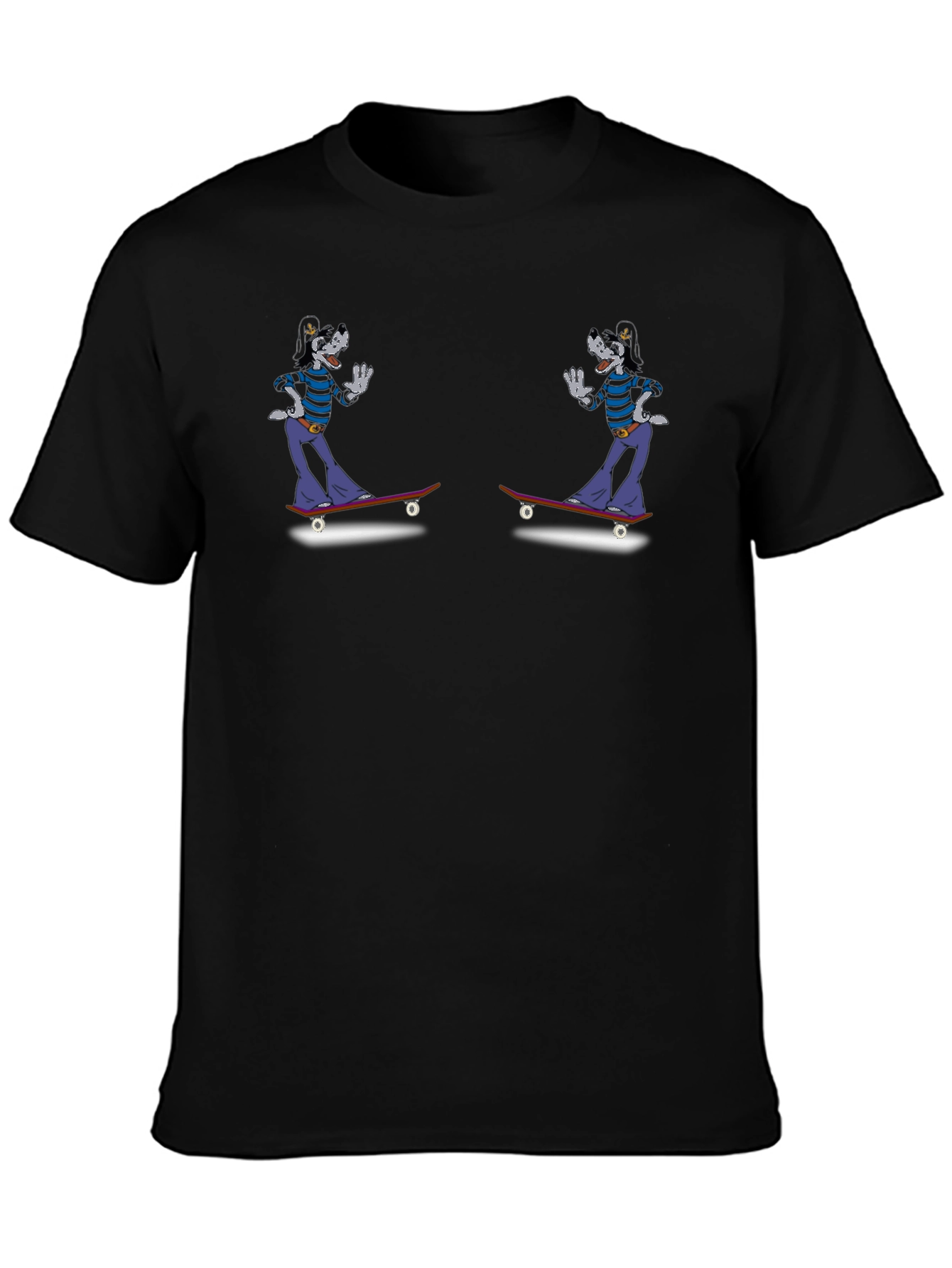 Skateboarding Goofy Tee - Black Cotton Graphic T-Shirt