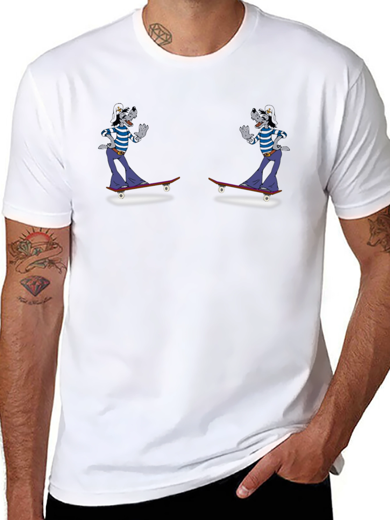 Skateboarding Goofy Tee - Black Cotton Graphic T-Shirt