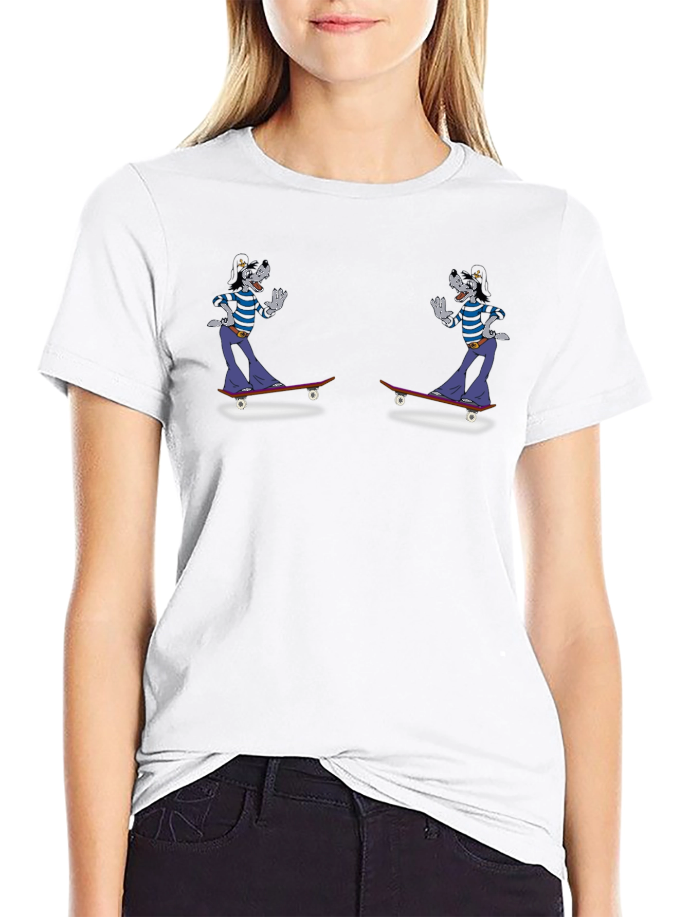 Skateboarding Goofy Tee - Black Cotton Graphic T-Shirt