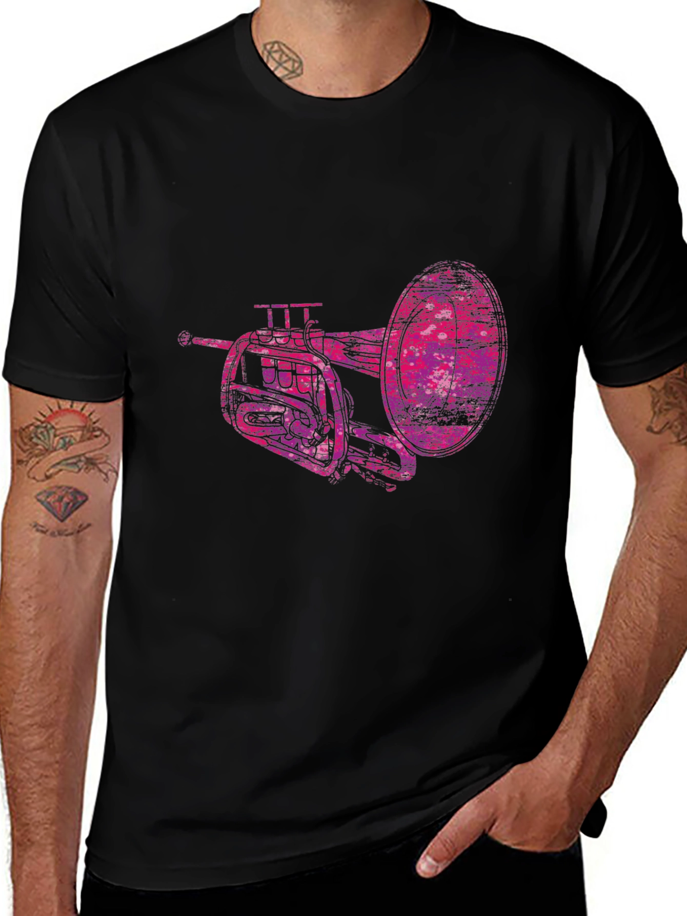 Abstract Trumpet Graphic Tee - Unique Musicians Shirt