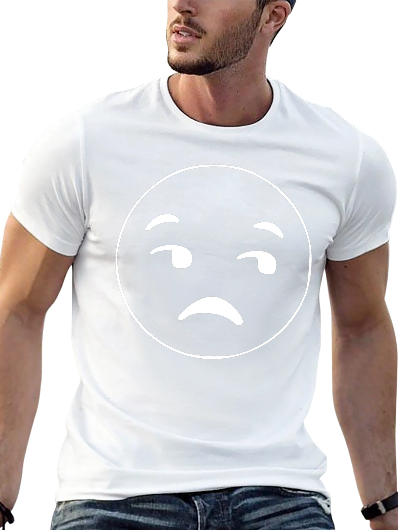 Skeptical Emoji T-Shirt - Black Cotton Tee