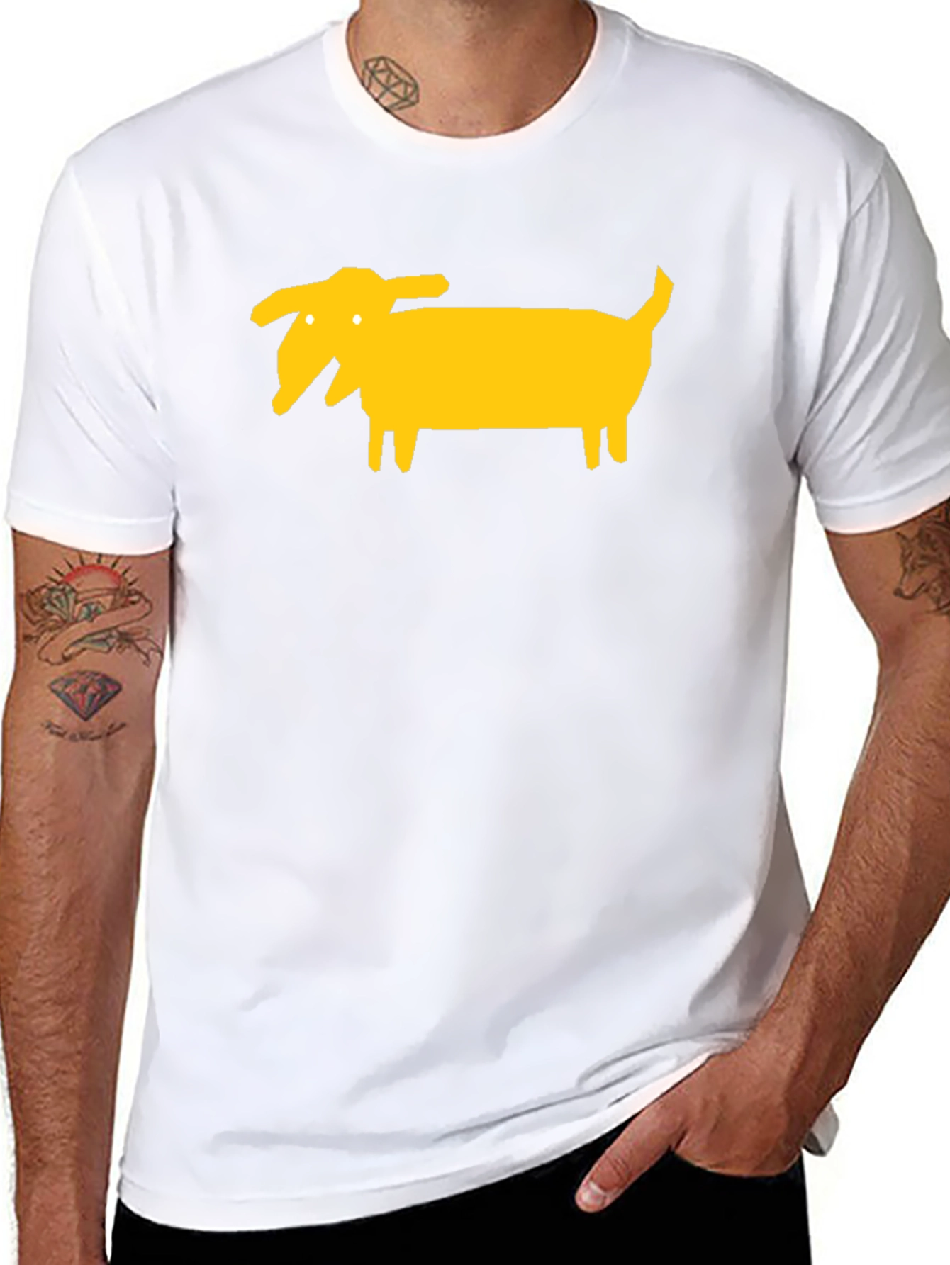 Funny Dog Graphic Tee - Black Cotton T-Shirt