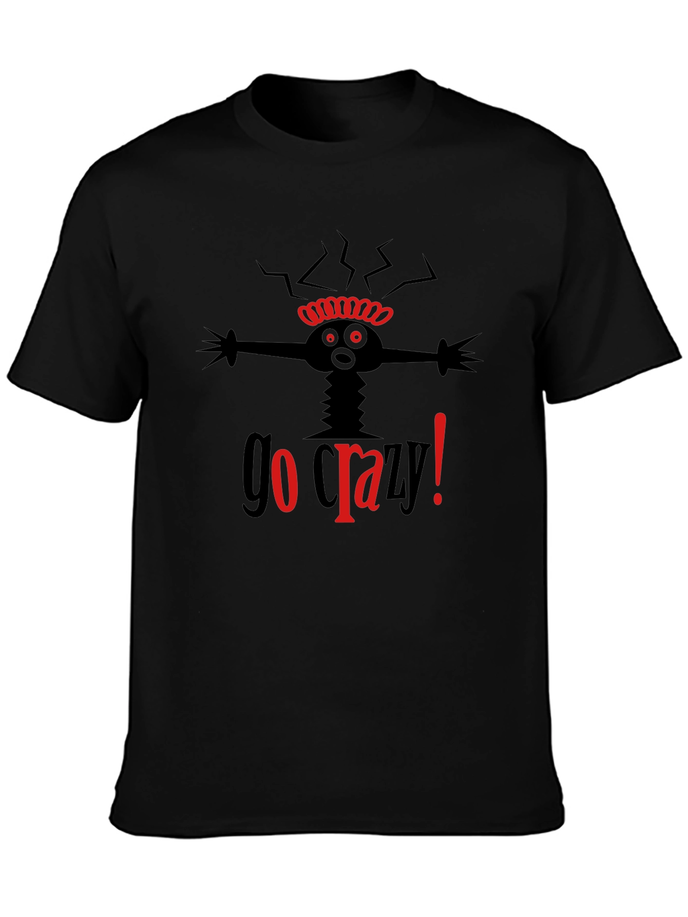 Go Crazy! Black Graphic T-Shirt