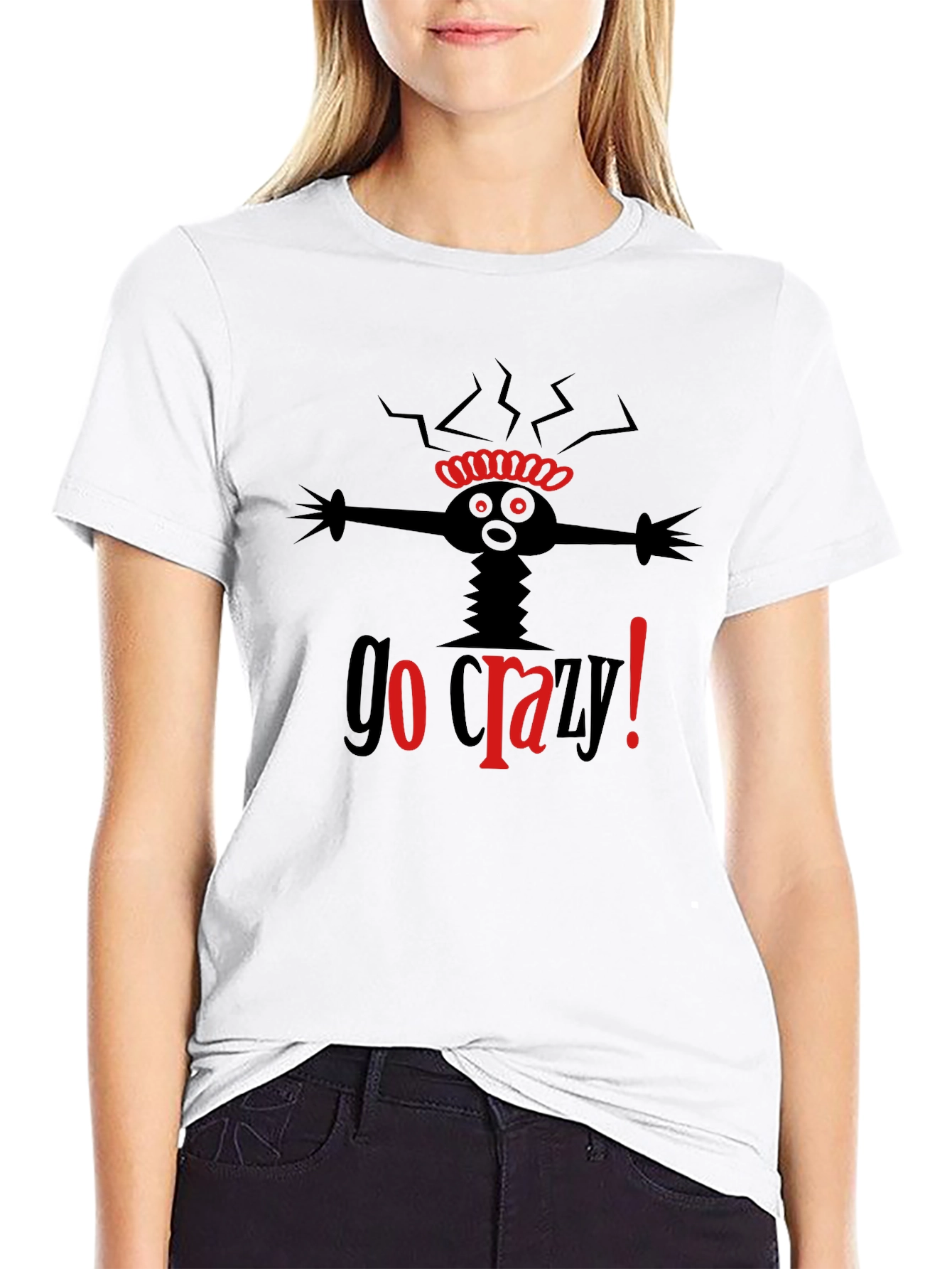 Go Crazy! Black Graphic T-Shirt