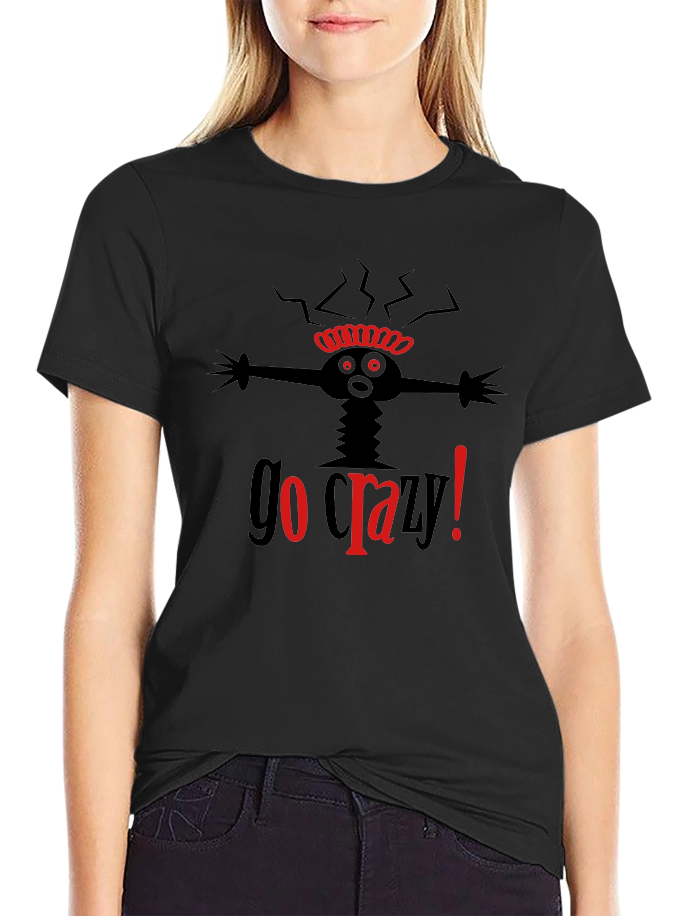Go Crazy! Black Graphic T-Shirt