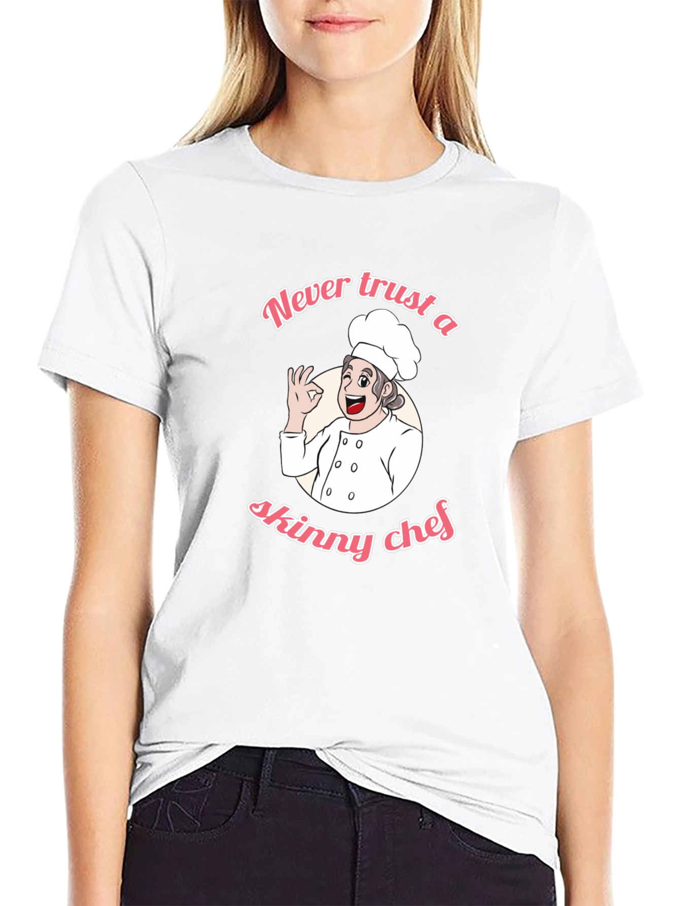 Funny Chef T-Shirt - Never Trust a Skinny Chef