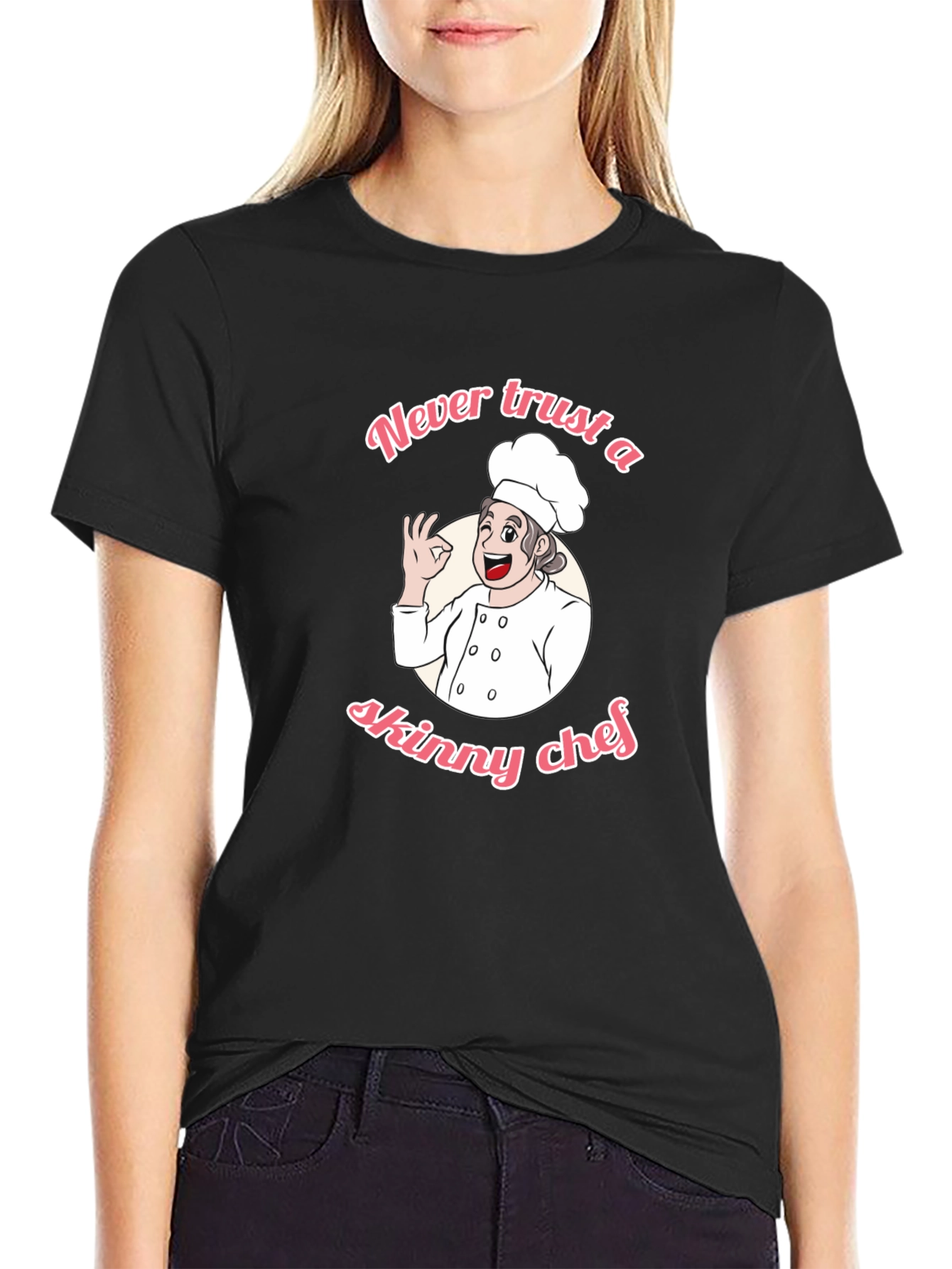 Funny Chef T-Shirt - Never Trust a Skinny Chef