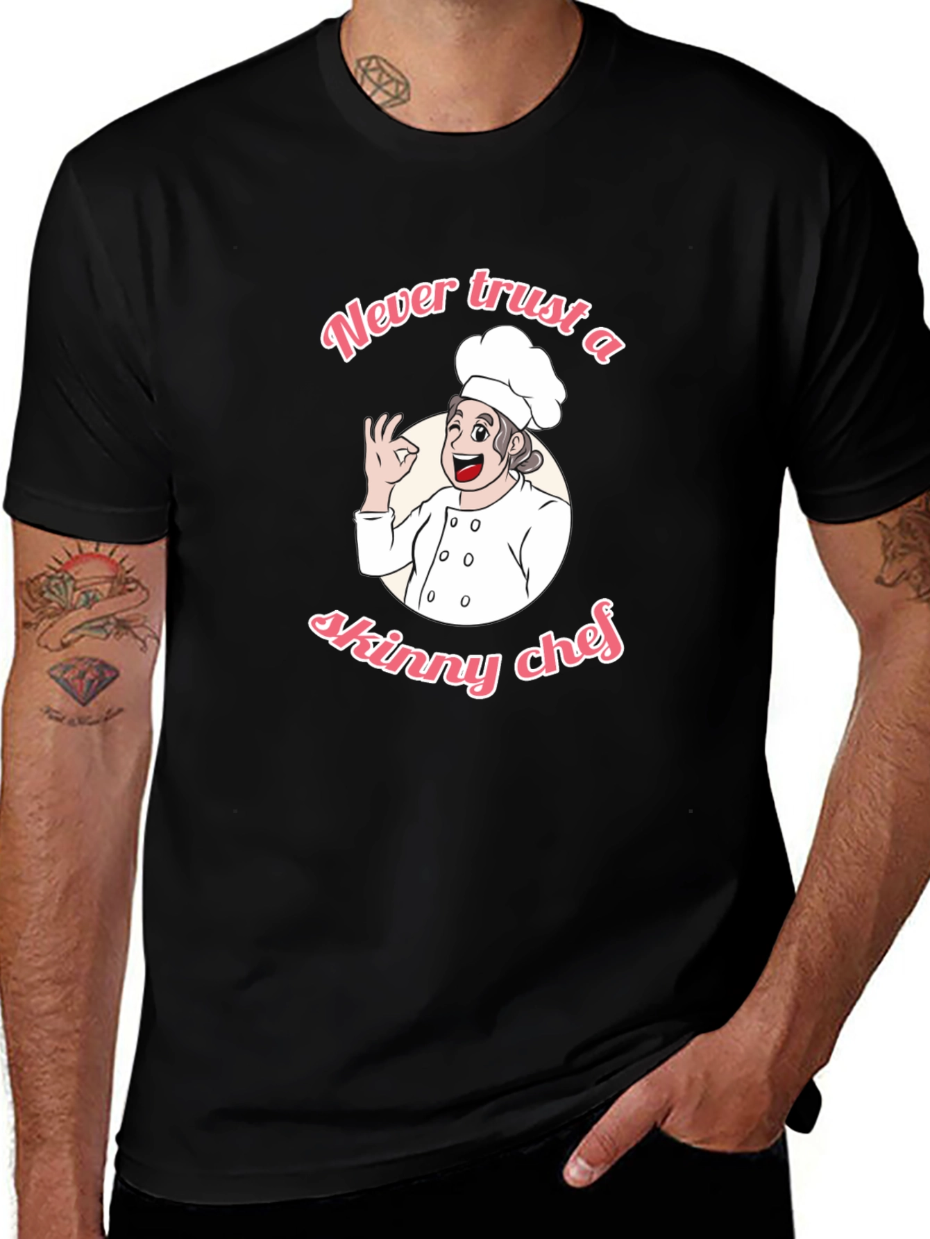 Funny Chef T-Shirt - Never Trust a Skinny Chef