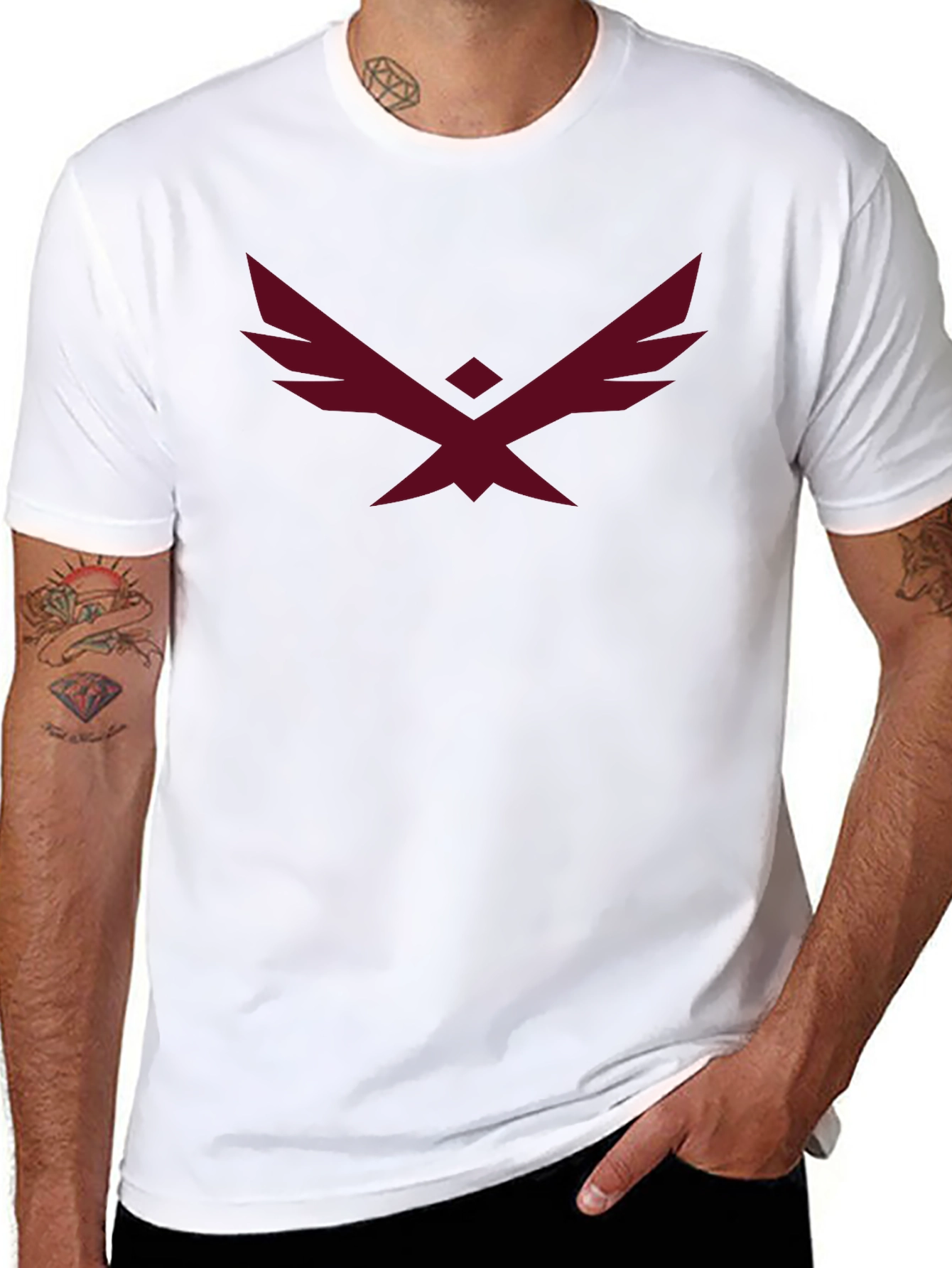 Embroidered Raven Logo Black T-Shirt