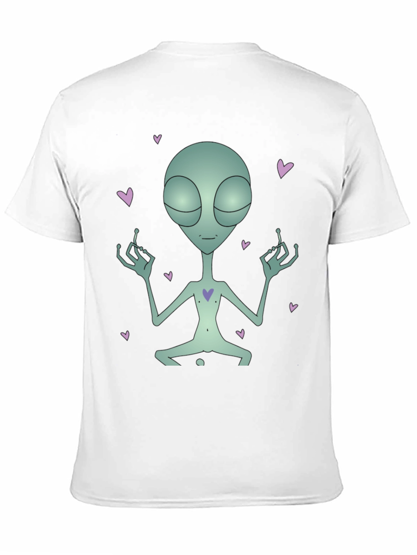 Meditating Alien Heart Black T-Shirt