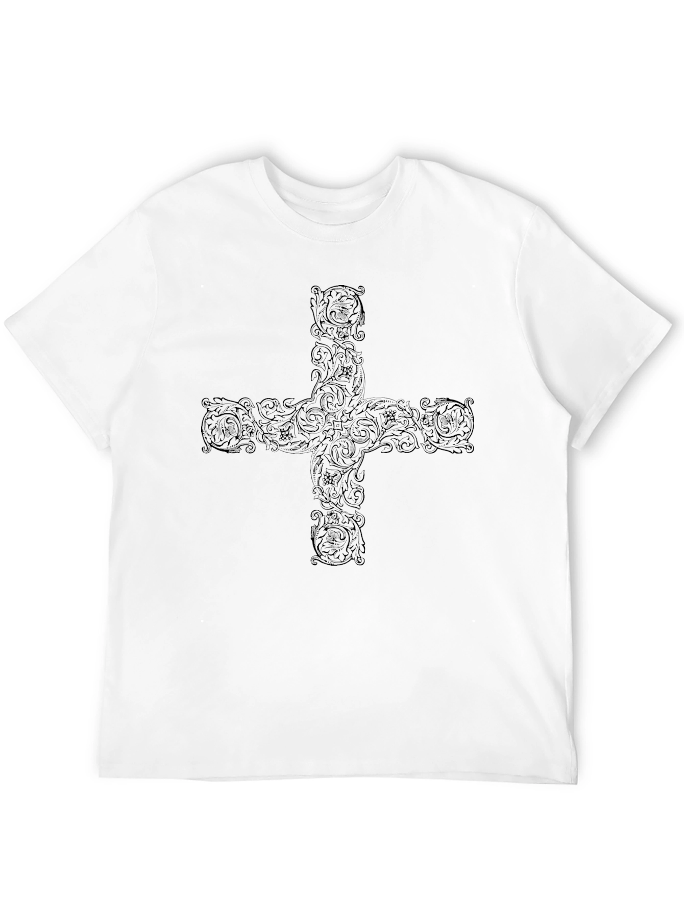 Ornate Cross Graphic Black T-Shirt