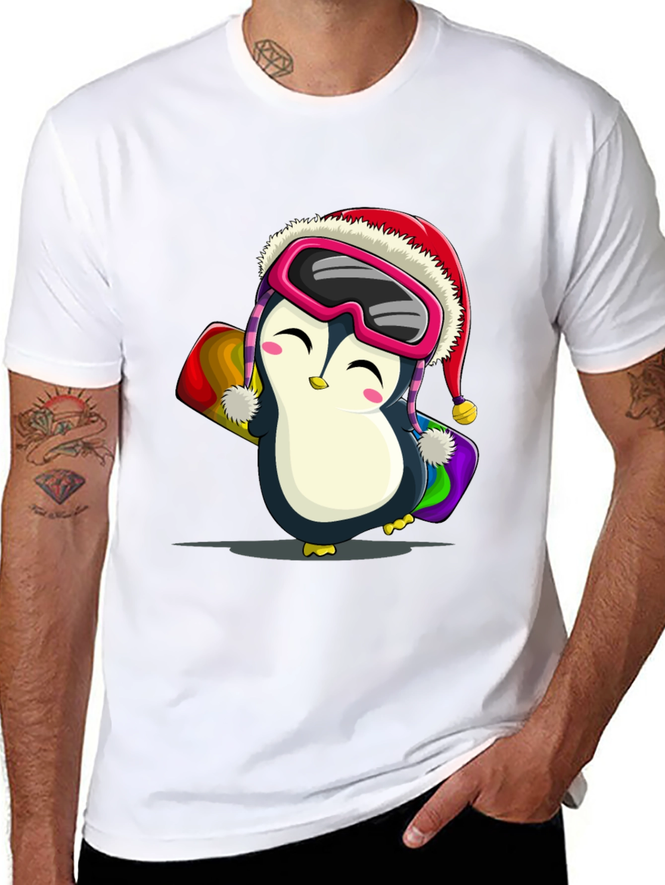 Penguin Snowboarder Graphic Tee