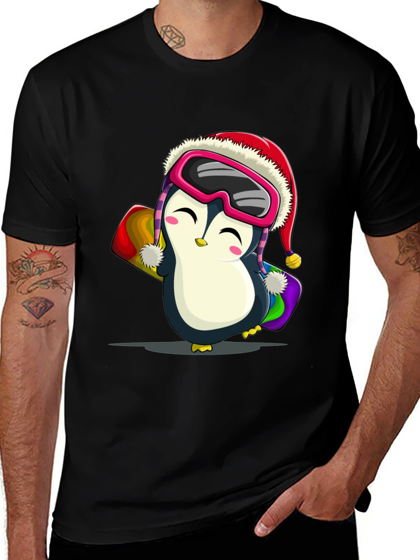 Penguin Snowboarder Graphic Tee
