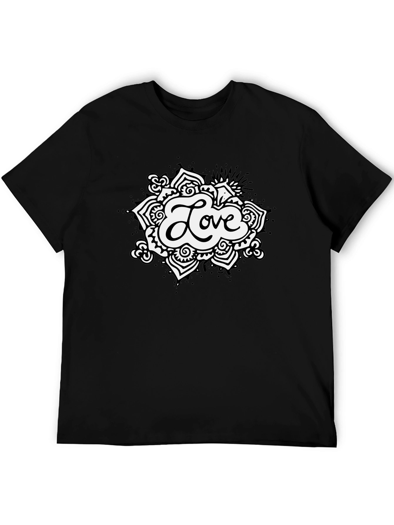 Love Mandala Graphic Black T-Shirt