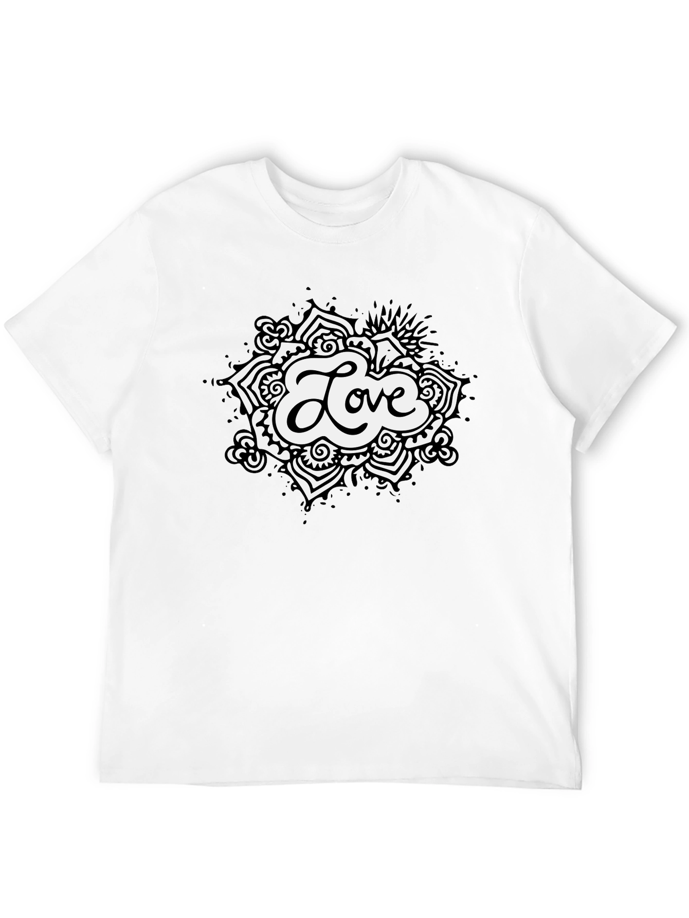 Love Mandala Graphic Black T-Shirt