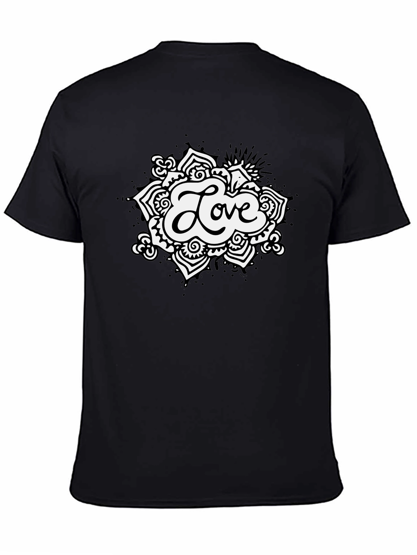 Love Mandala Graphic Black T-Shirt