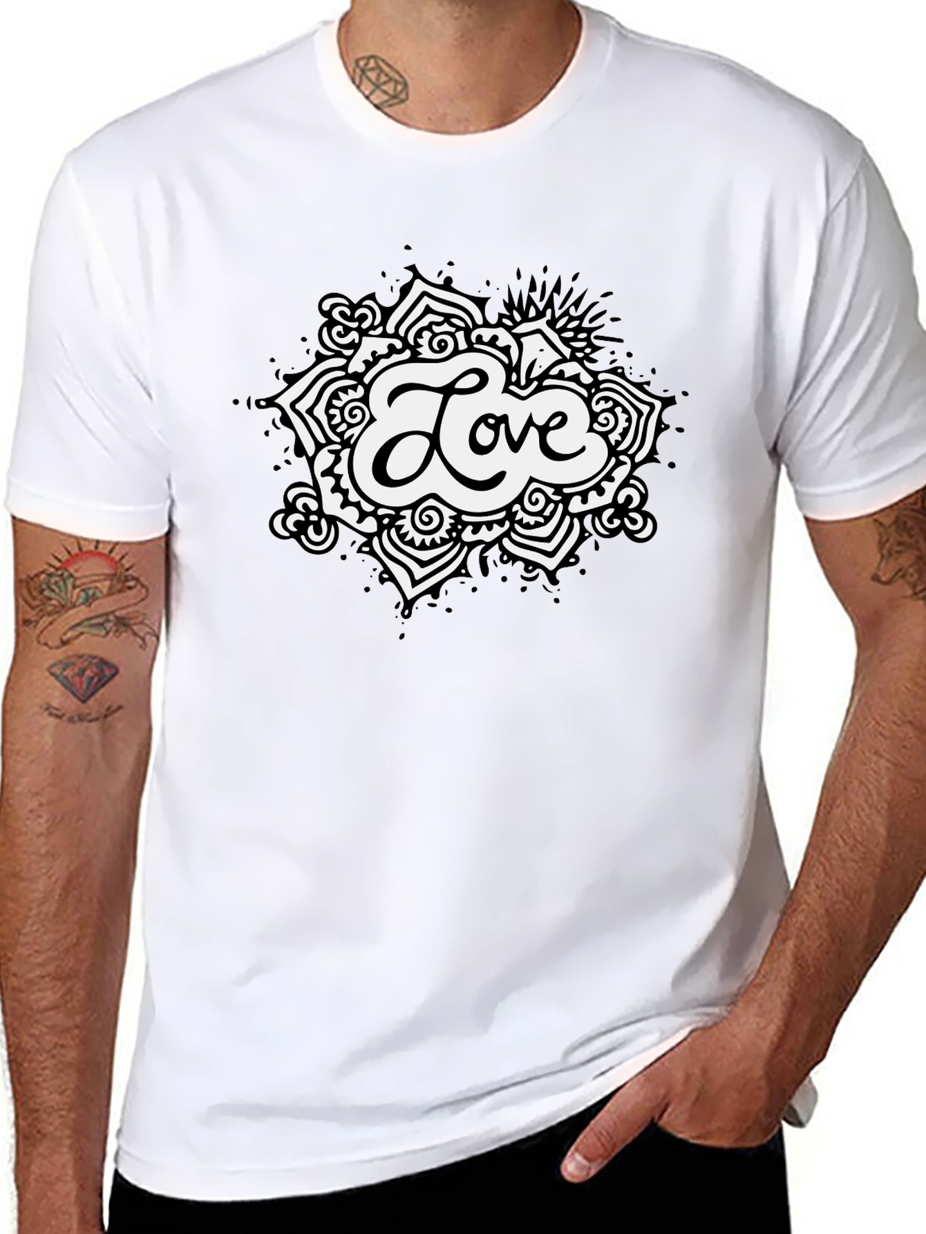 Love Mandala Graphic Black T-Shirt