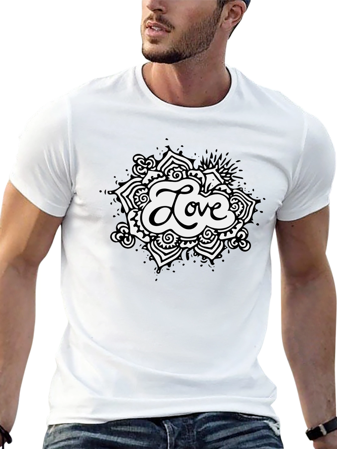 Love Mandala Graphic Black T-Shirt