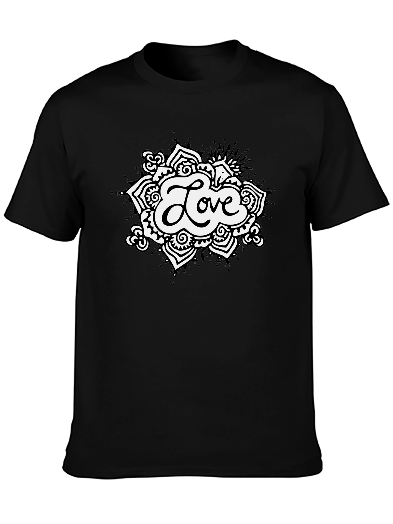 Love Mandala Graphic Black T-Shirt