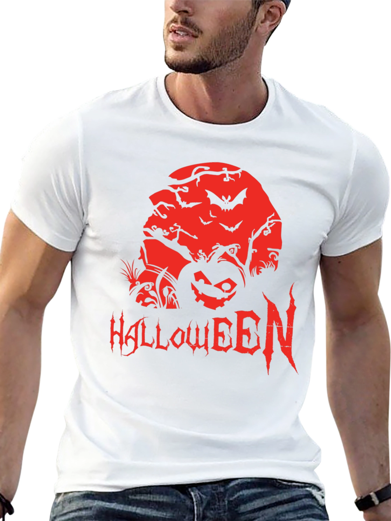 Halloween Graphic Tee - Spooky Pumpkin Design