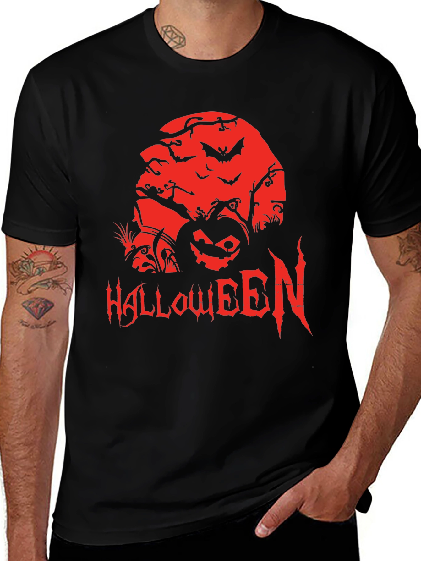 Halloween Graphic Tee - Spooky Pumpkin Design