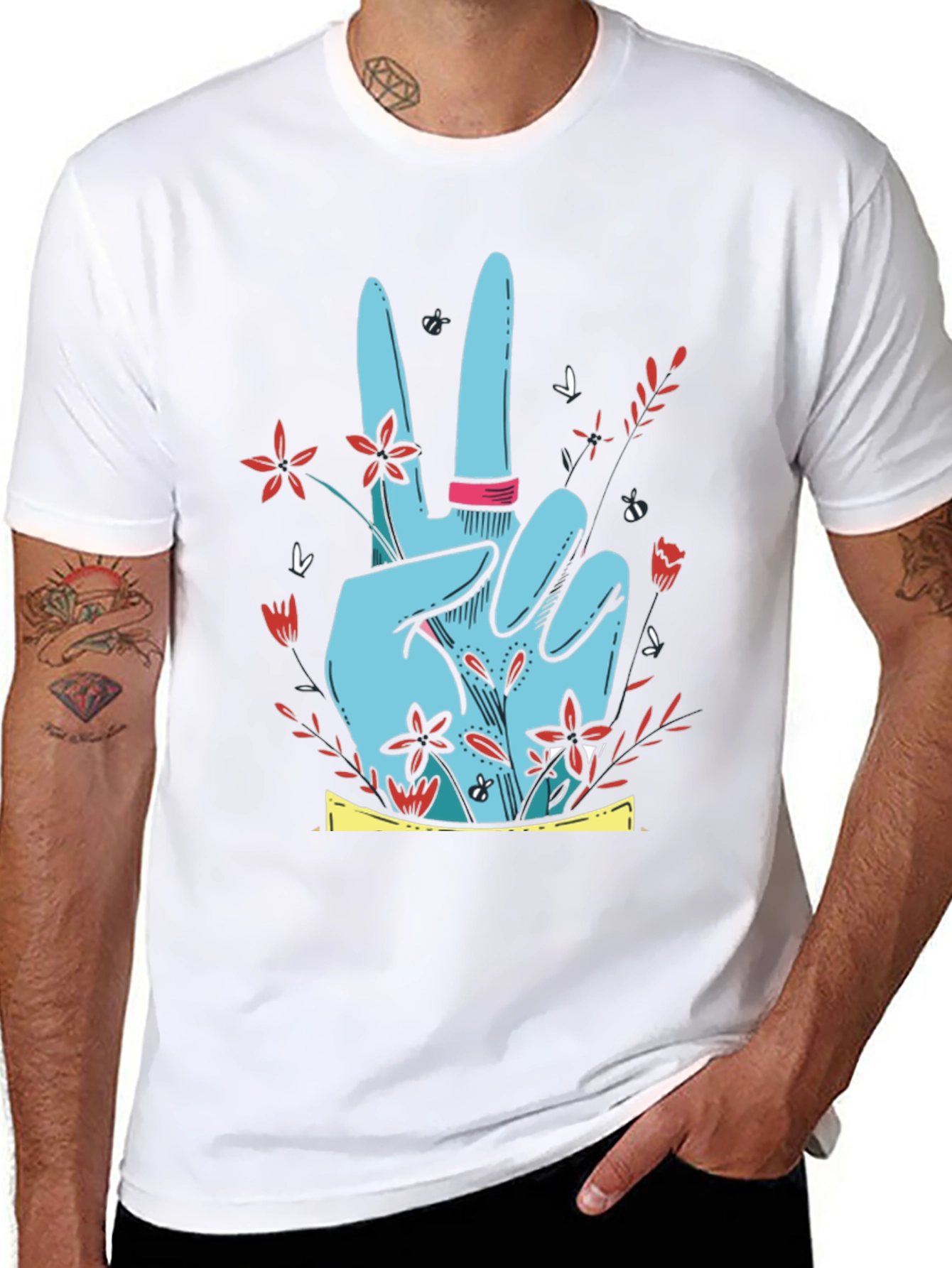 Peace Sign Floral Graphic Tee