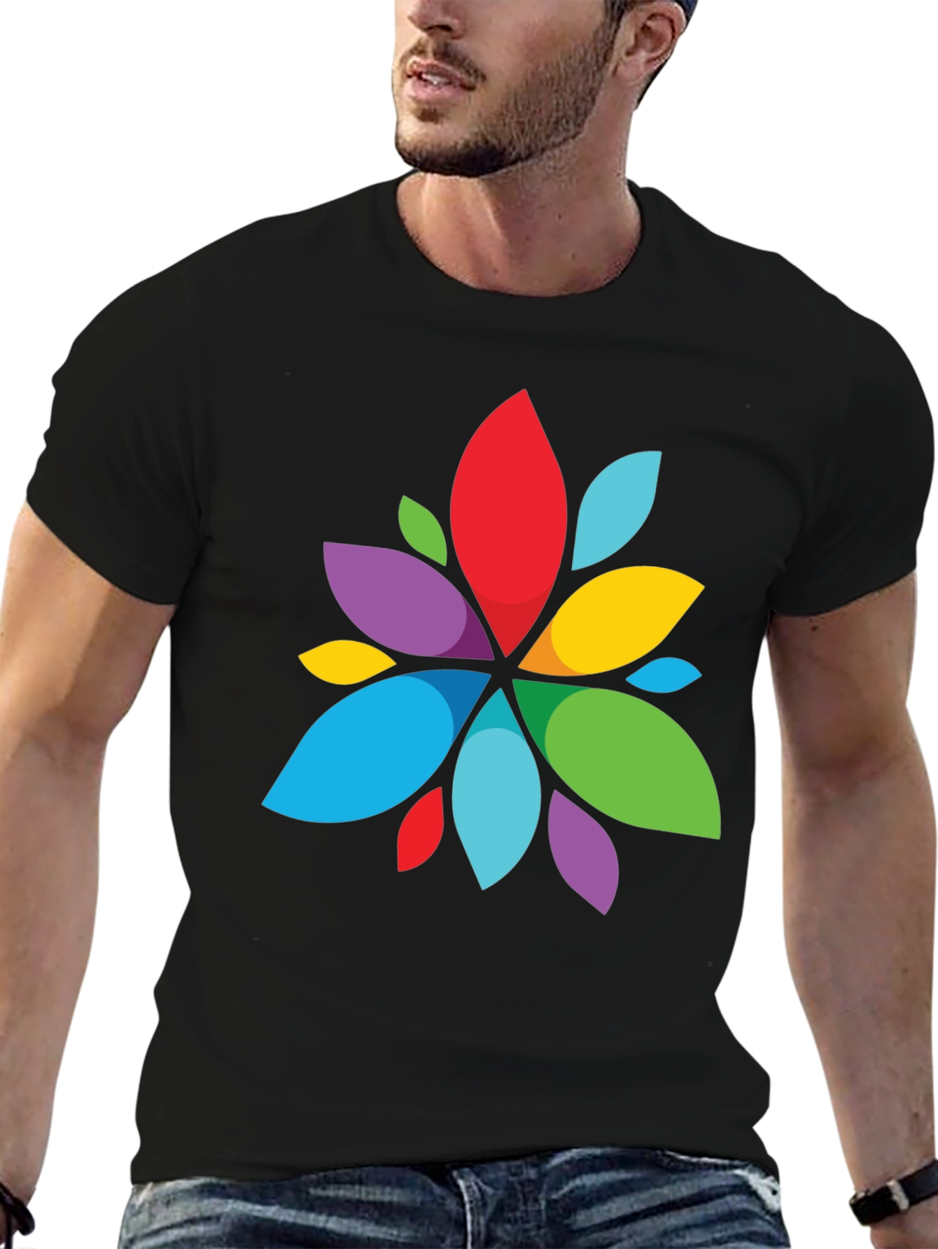 Vibrant Abstract Flower Graphic T-Shirt