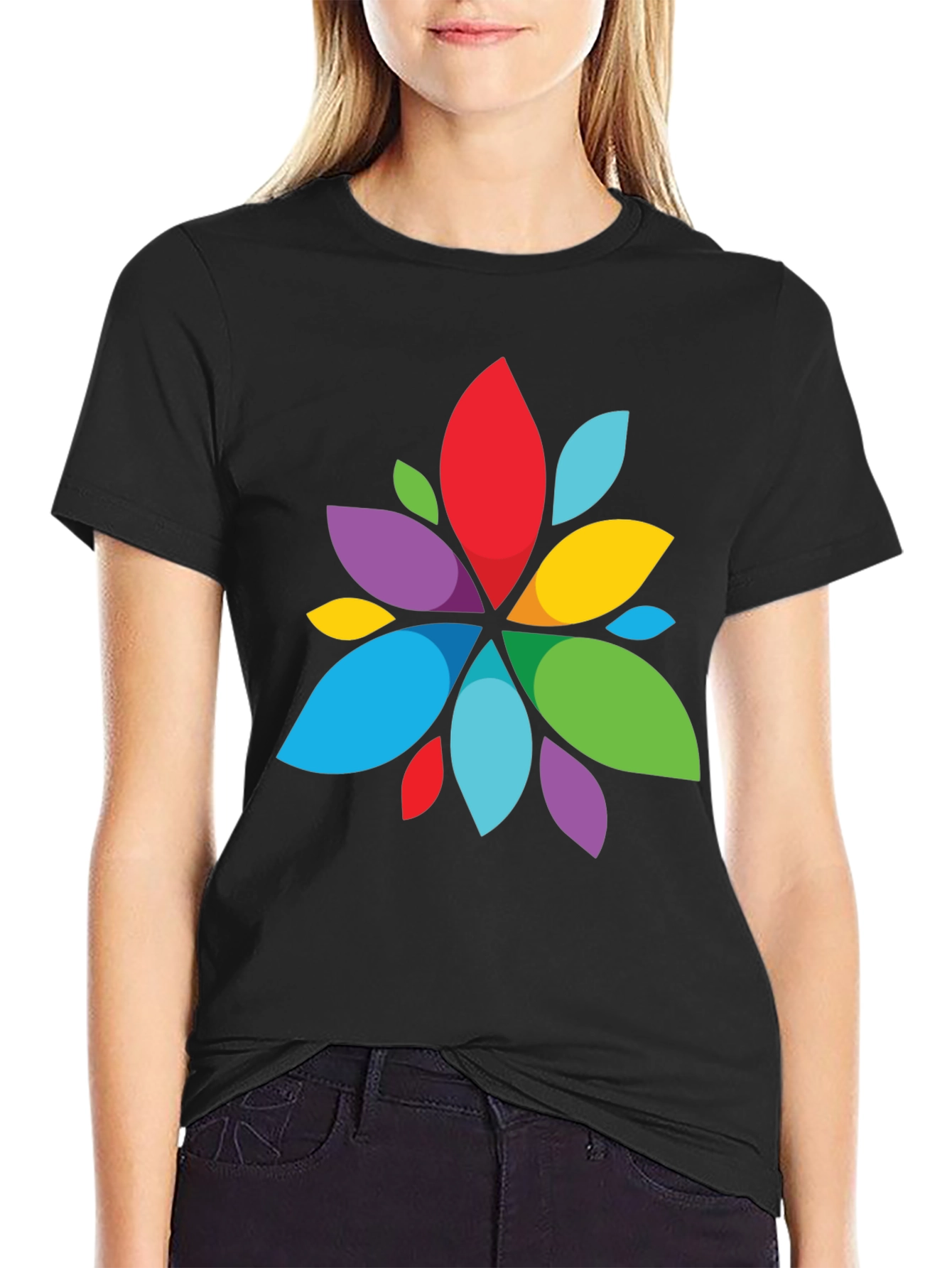 Vibrant Abstract Flower Graphic T-Shirt