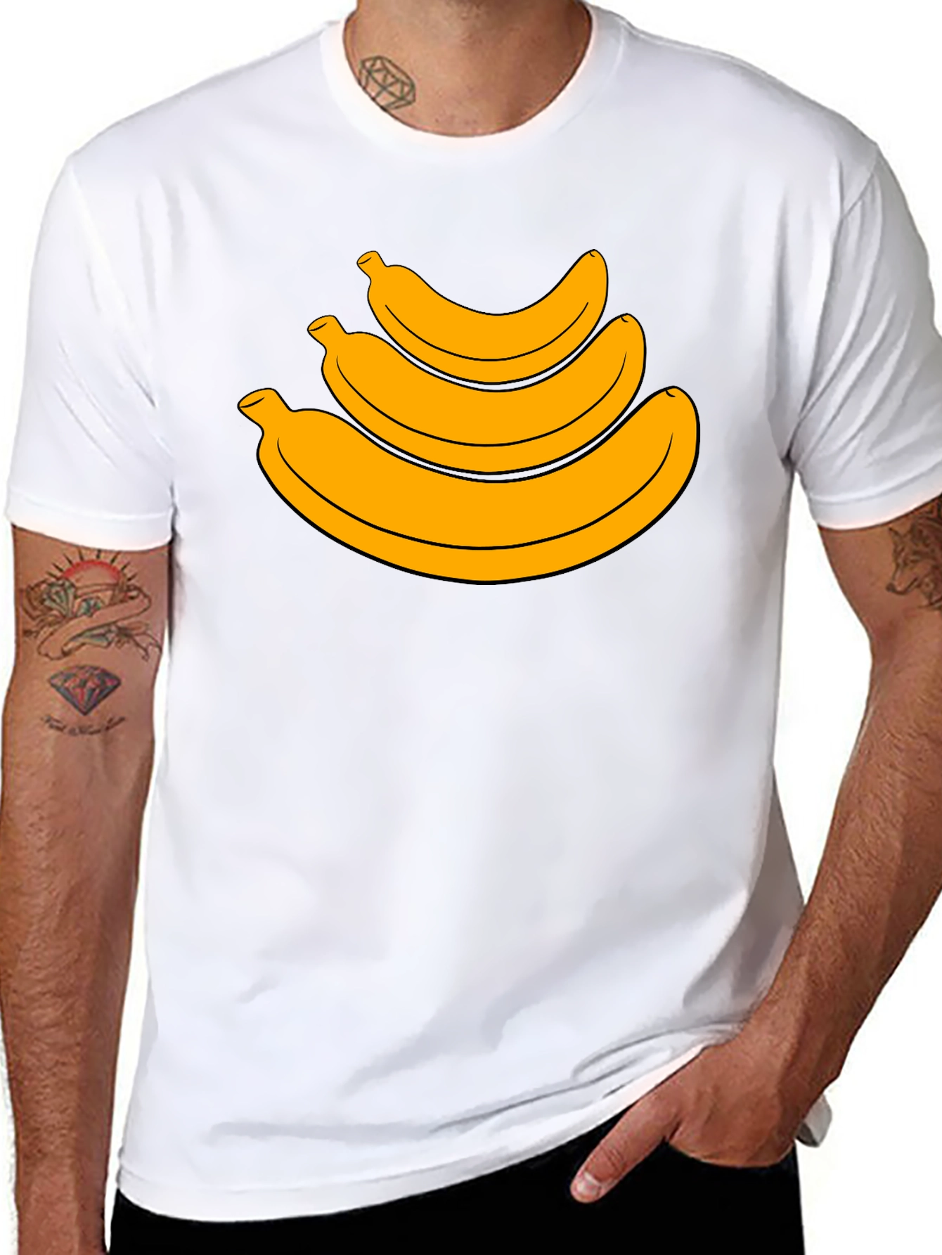 Banana Stack Graphic Tee - Black Cotton T-Shirt