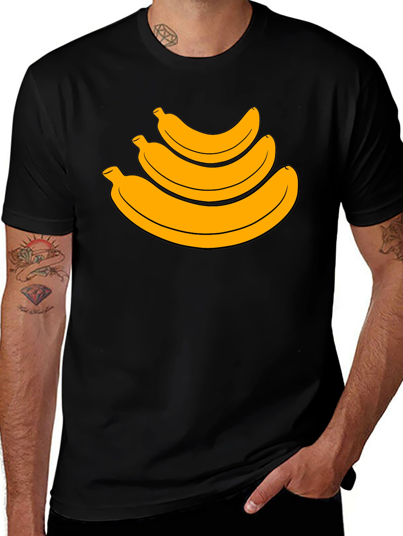 Banana Stack Graphic Tee - Black Cotton T-Shirt