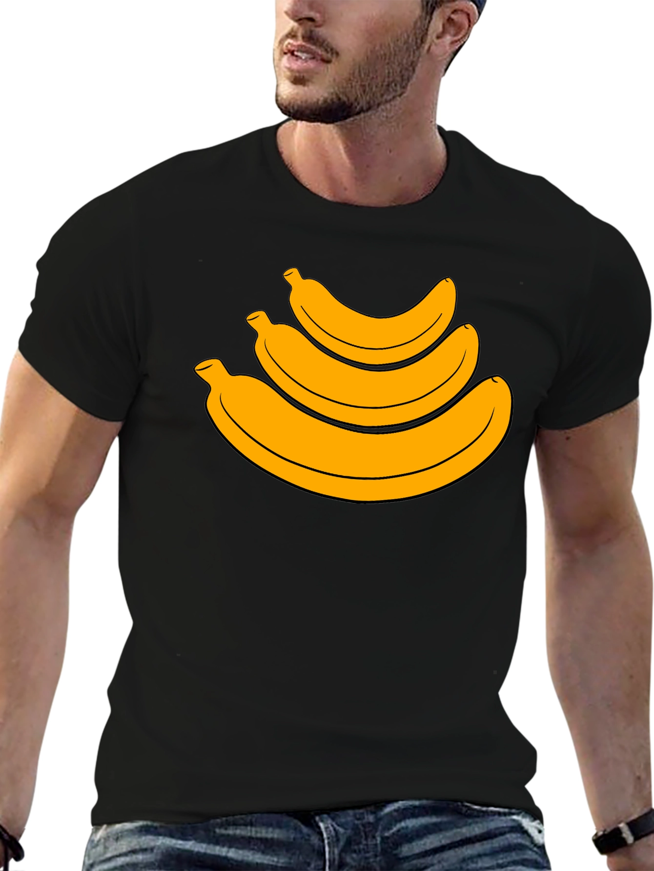 Banana Stack Graphic Tee - Black Cotton T-Shirt