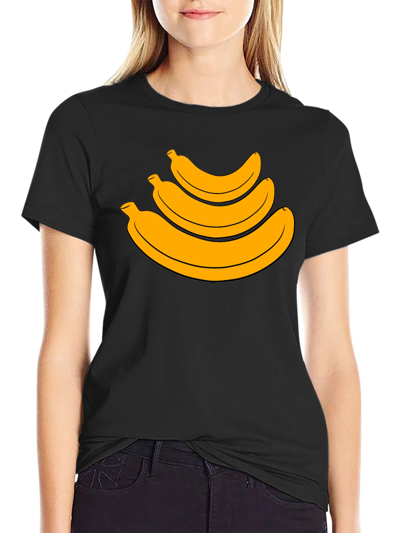 Banana Stack Graphic Tee - Black Cotton T-Shirt