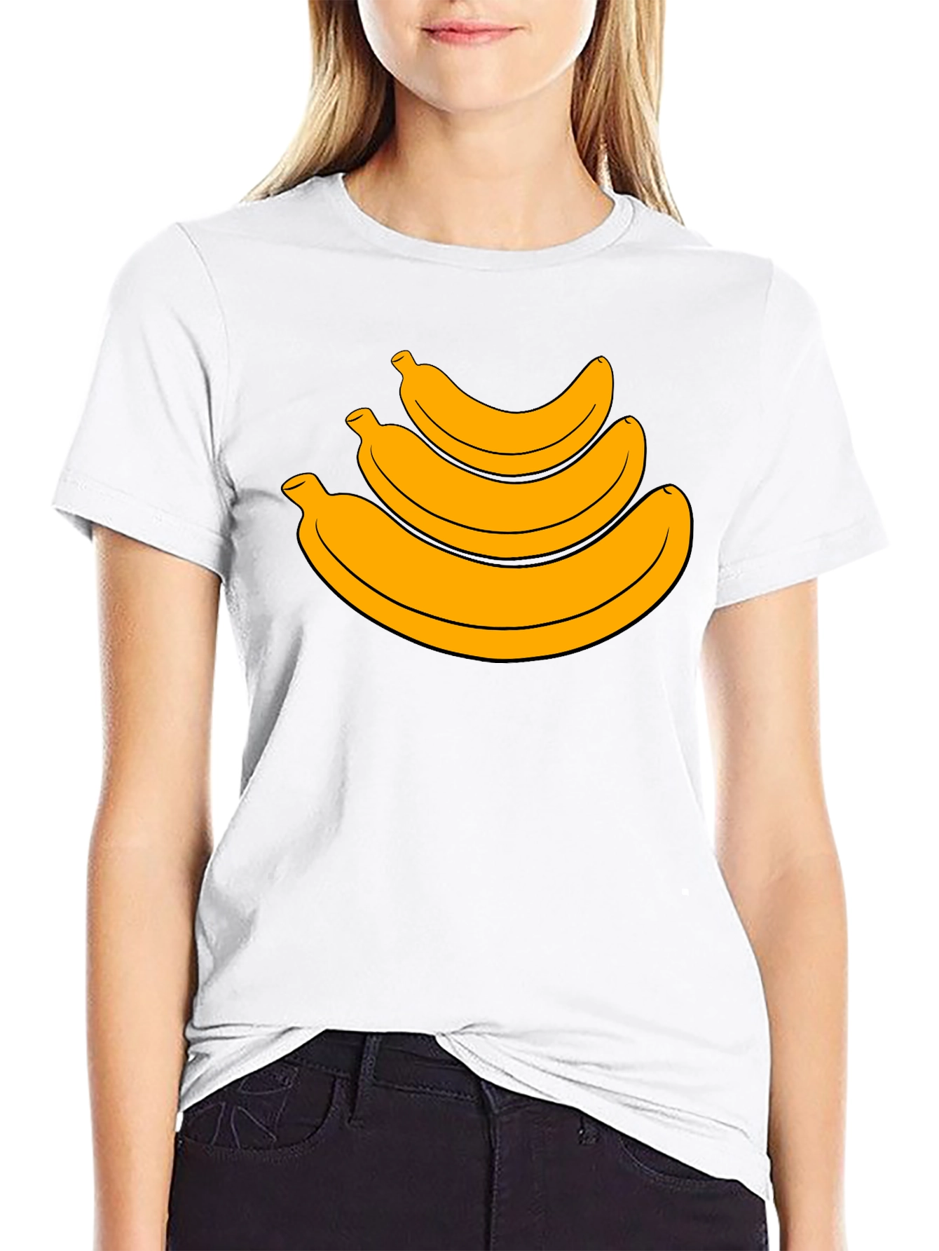 Banana Stack Graphic Tee - Black Cotton T-Shirt